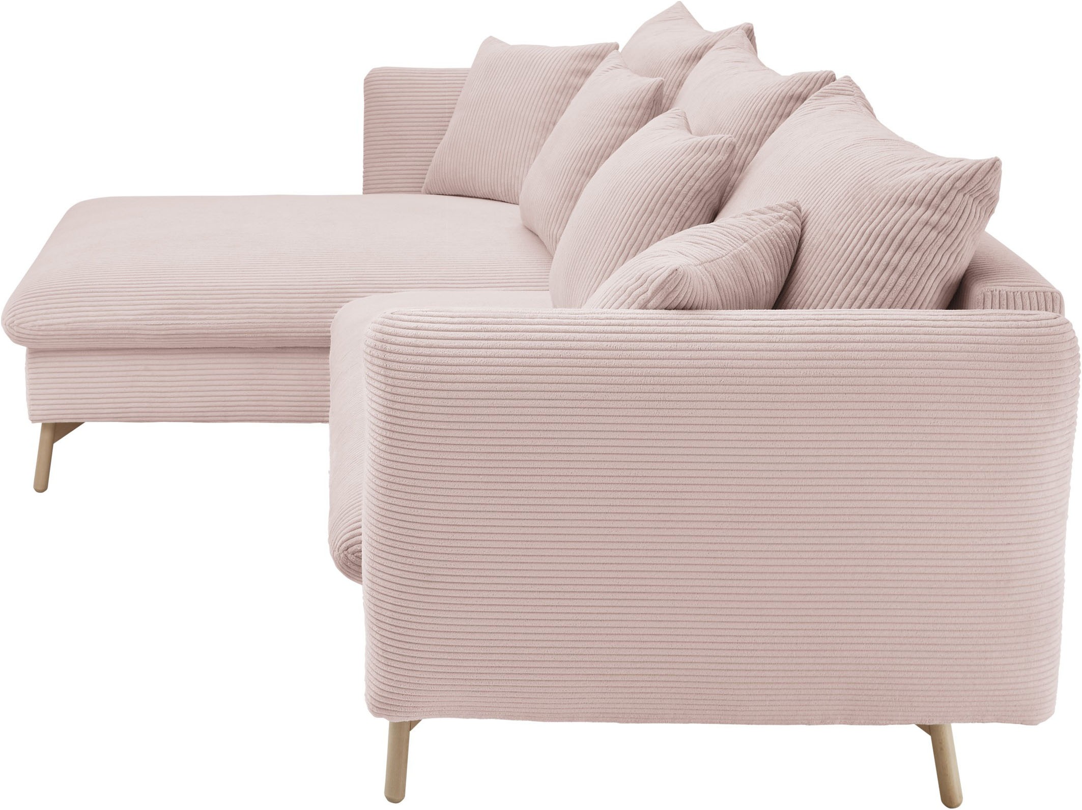 andas Ecksofa »MERLE, 258 cm, L-Form, traumhafter Cord,«, mit Bettfunktion und Bettkasten, Liegefläche 224 x 139