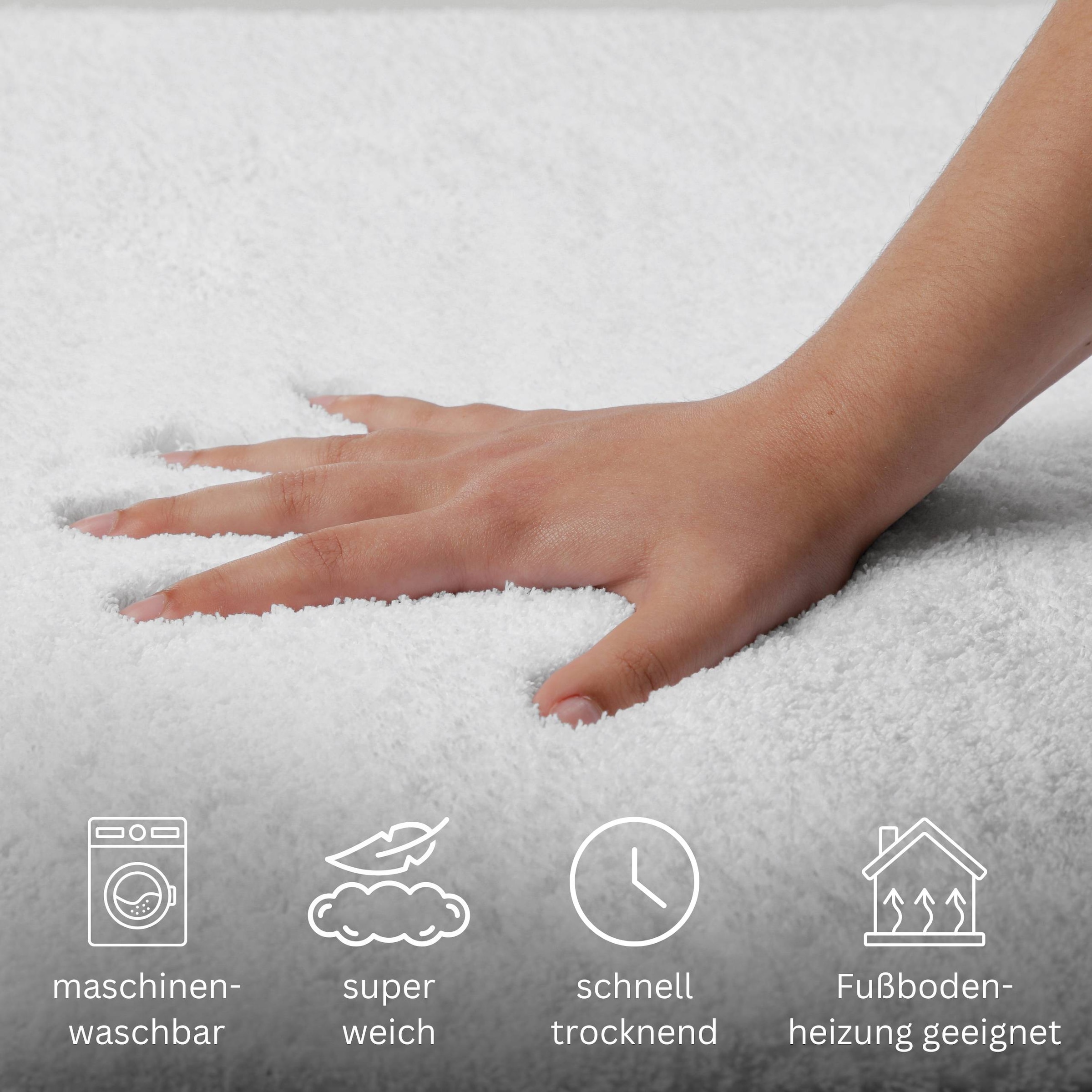 my home Badematte »Neele«, rutschhemmend beschichtet, schnell trocknend, Badteppich, getuftet, modern, Uni, antirutsch, flauschig, hochflor