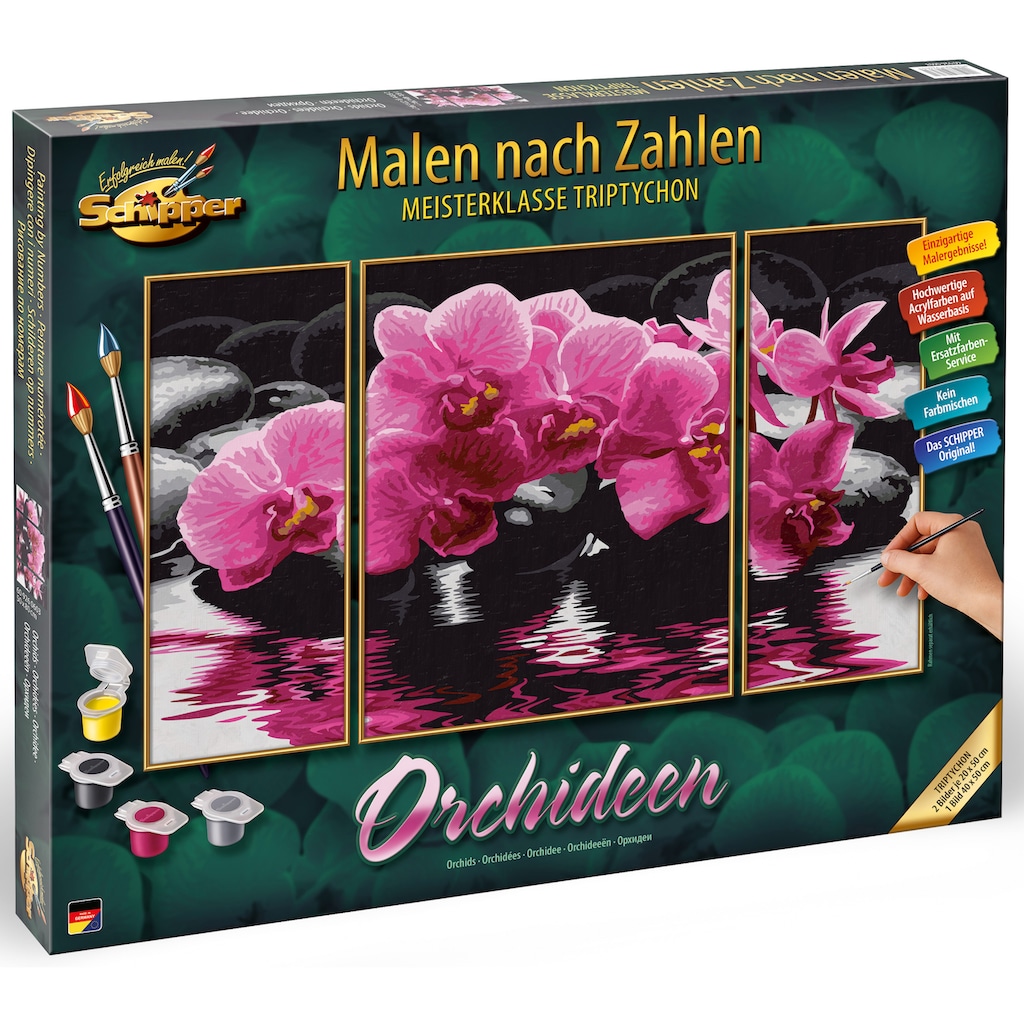 Schipper Malen nach Zahlen »Meisterklasse Triptychon - Orchideen«, Made in Germany