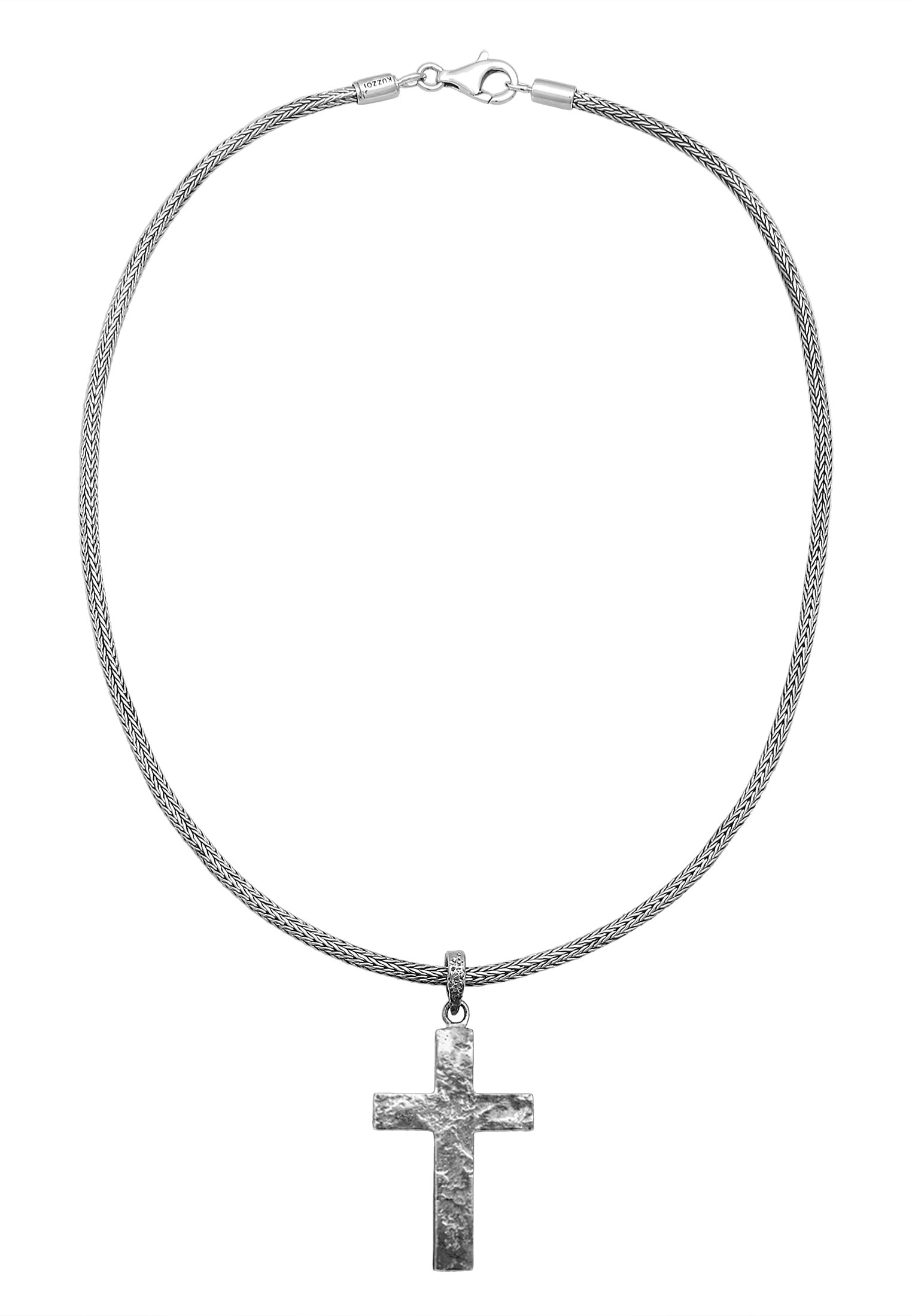 Kuzzoi Kette mit Anhänger »Herren Zopfkette Kreuz Gehämmert 925 Silber« im  Online-Shop bestellen