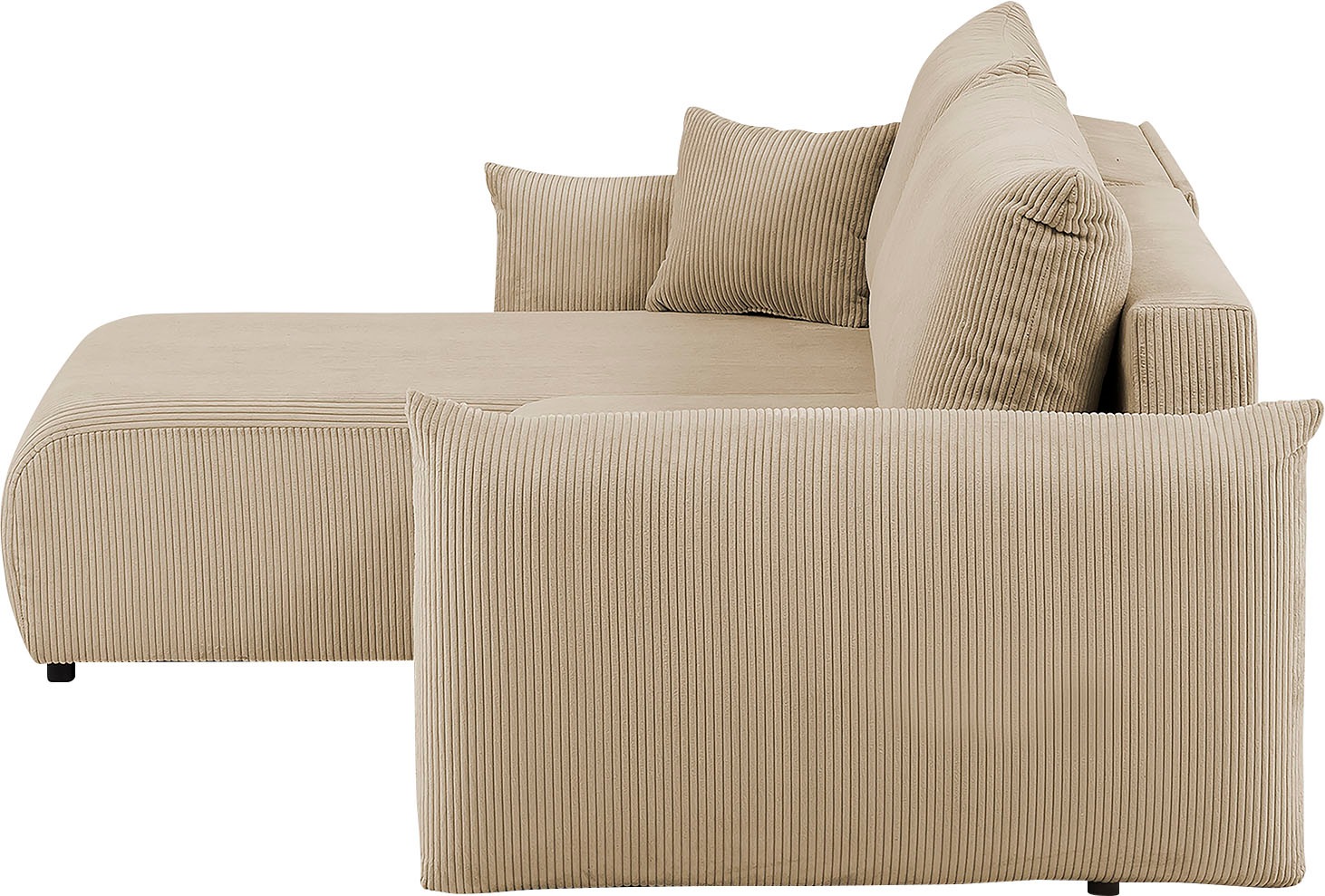 INOSIGN Ecksofa »MAVAS Schlafsofa mit Bettkasten, L-Form,«, ca.257/127cm (Liegefläche 212/145 cm), Cord, Chenille, Struktur