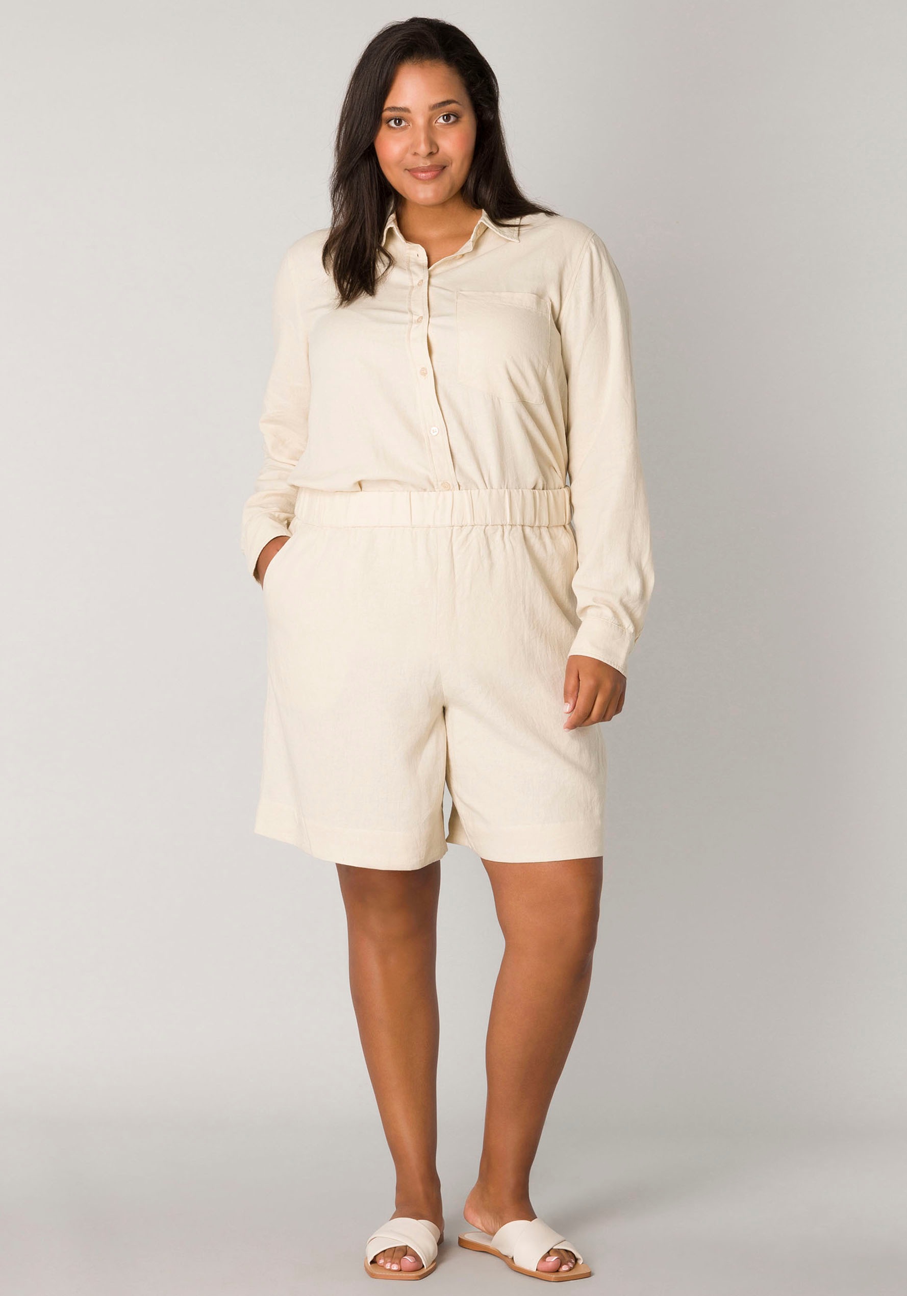 Base Level Curvy Relaxshorts »YARDAN«, Sommerhose aus Leinen und Viskose und mit elastischem Bund