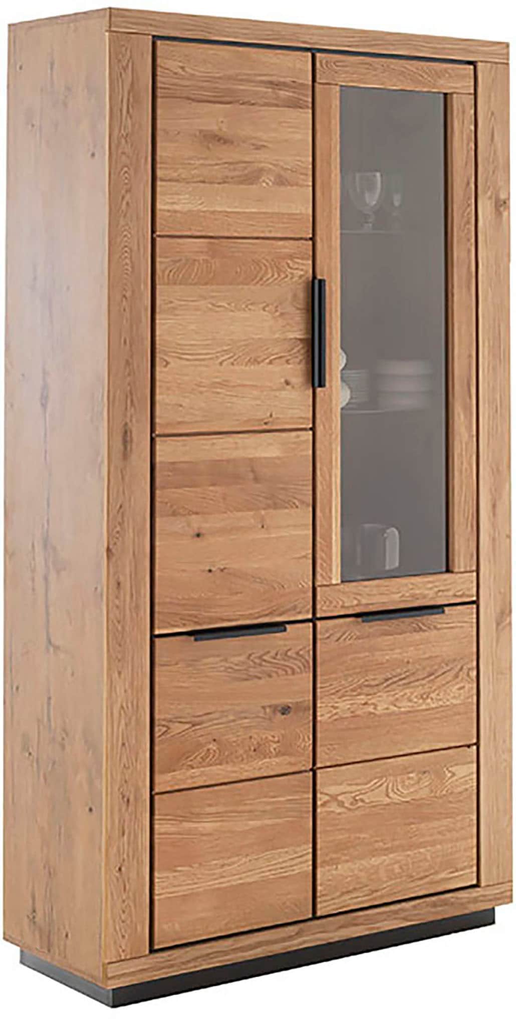 MCA living Vitrine »GRENO Vitrine groß«, (1 St.), aus massiver Wildeiche, Metallgriffe, Breite 107 cm