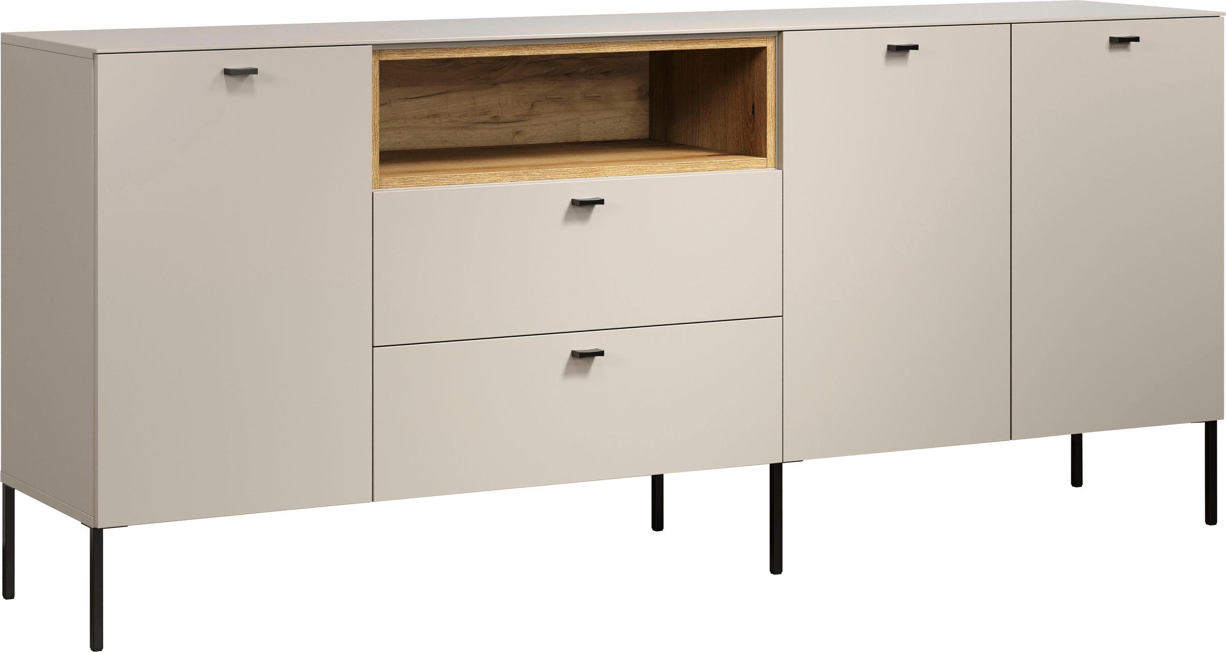 Places of Style Sideboard »San Pedro«, (1 St.), Anrichte mit Griffen und Füßen aus Metall - (B/T/H) 197/42/85 cm