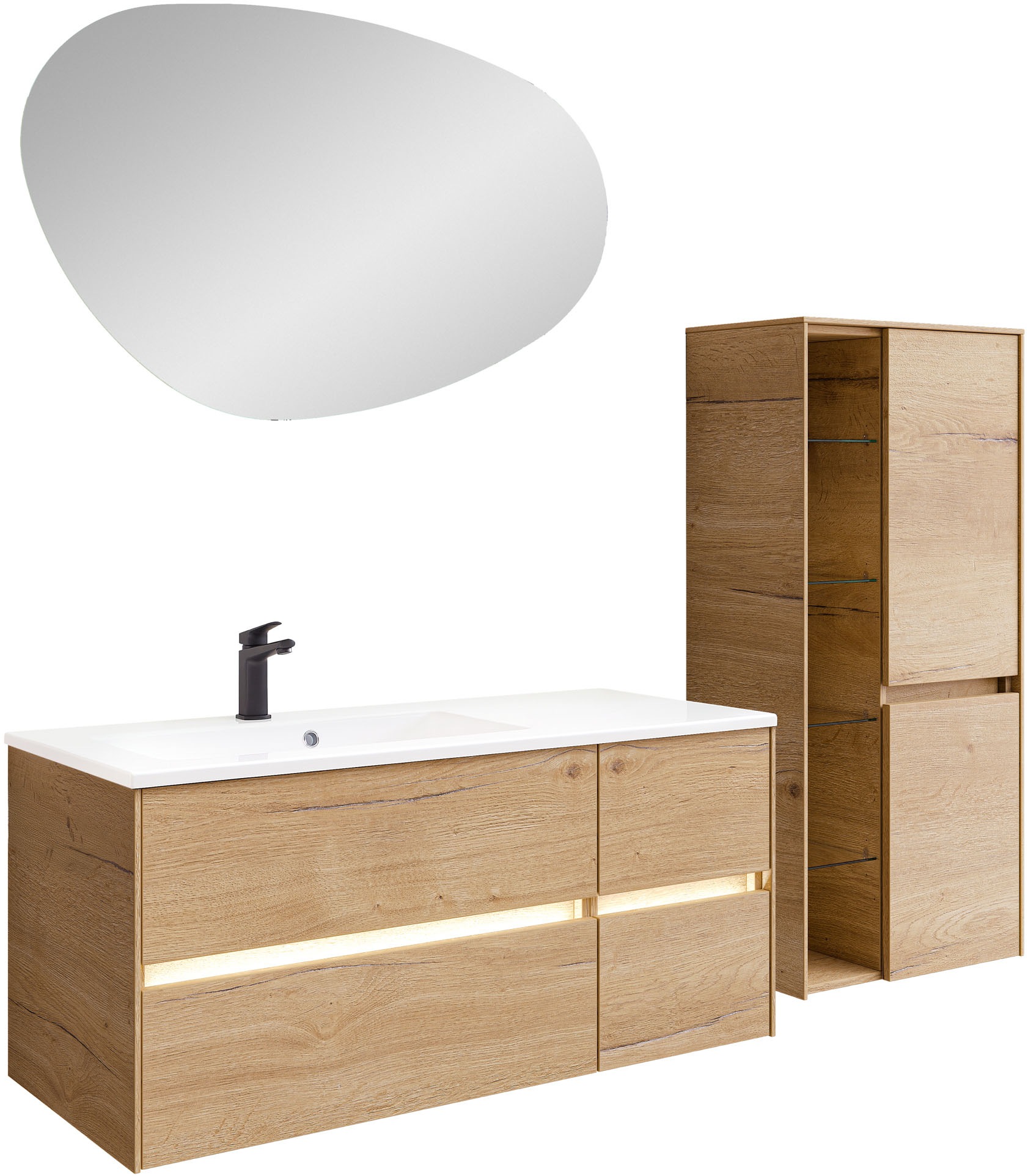 Saphir Badmöbel-Set »Badmöbel-Set Serie 6010 Solid-Surface-Waschtisch mit U günstig online kaufen