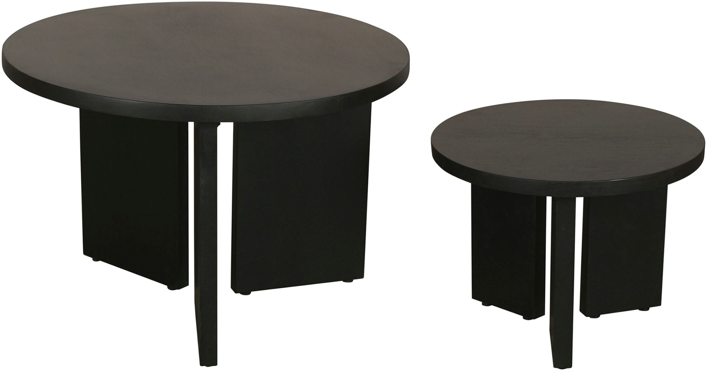byLIVING Couchtisch »Round«, (Set), aus 2,5cm starkem Massivholz schwarz, e günstig online kaufen