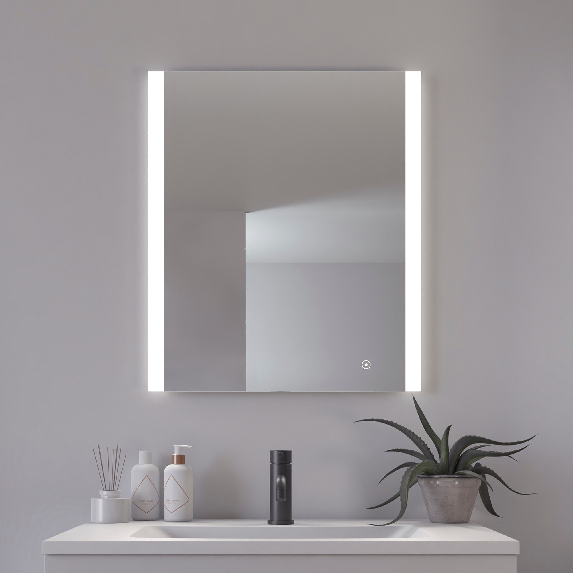 Loevschall Badspiegel »Vega Quadratisch, Badzimmerspiegel mit LED Beleuchtu günstig online kaufen