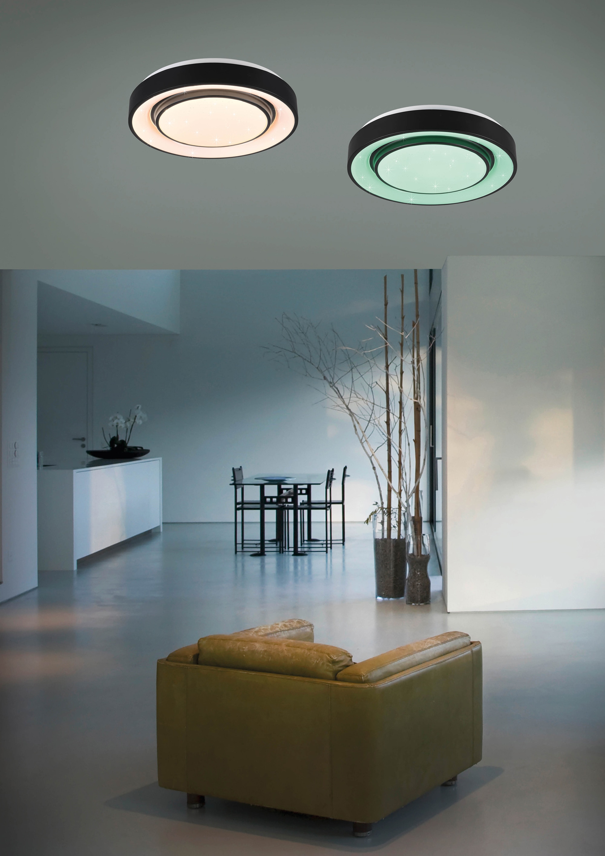 TRIO Leuchten LED Deckenleuchte »Mona«, 1 flammig-flammig, Lichtfarbe  stufenlos einstellbar, Starlight-Effekt, RGBW-Farbwechsler auf Rechnung  kaufen