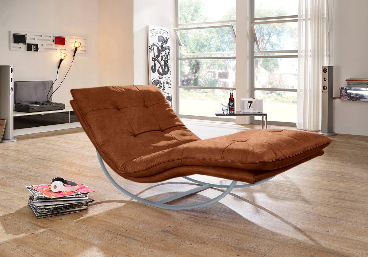 W.SCHILLIG Relaxliege »daily dreams«, in Waffelkissen-Optik, Schaukelgestell silber matt, in 2 Breiten