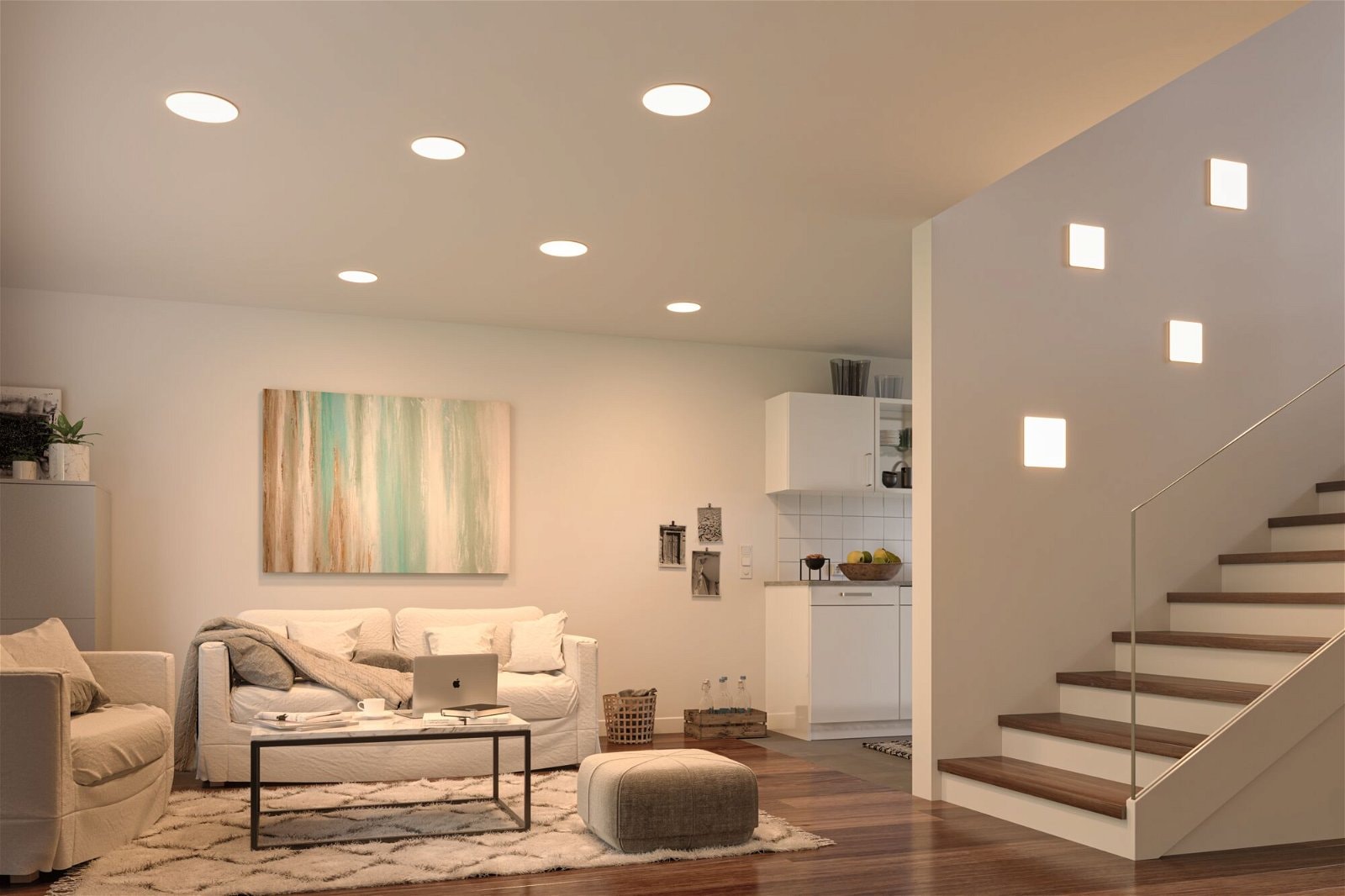 Paulmann LED Einbauleuchte »VariFit Veluna IP44 eckig 215x215mm 21W 1650lm 3000K Satin 3-Step-Dim« 1 Stk. Warmweiß Einbaupanel, dimmbar