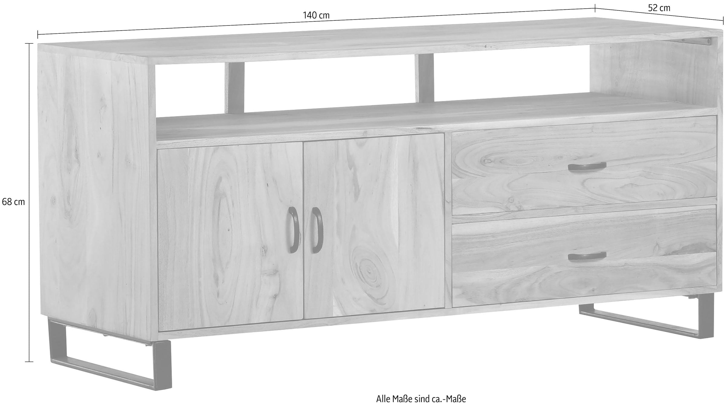 Gutmann Factory Sideboard »Georgia«, Rechnung aus cm Akazienholz, auf Breite 140 bestellen massivem