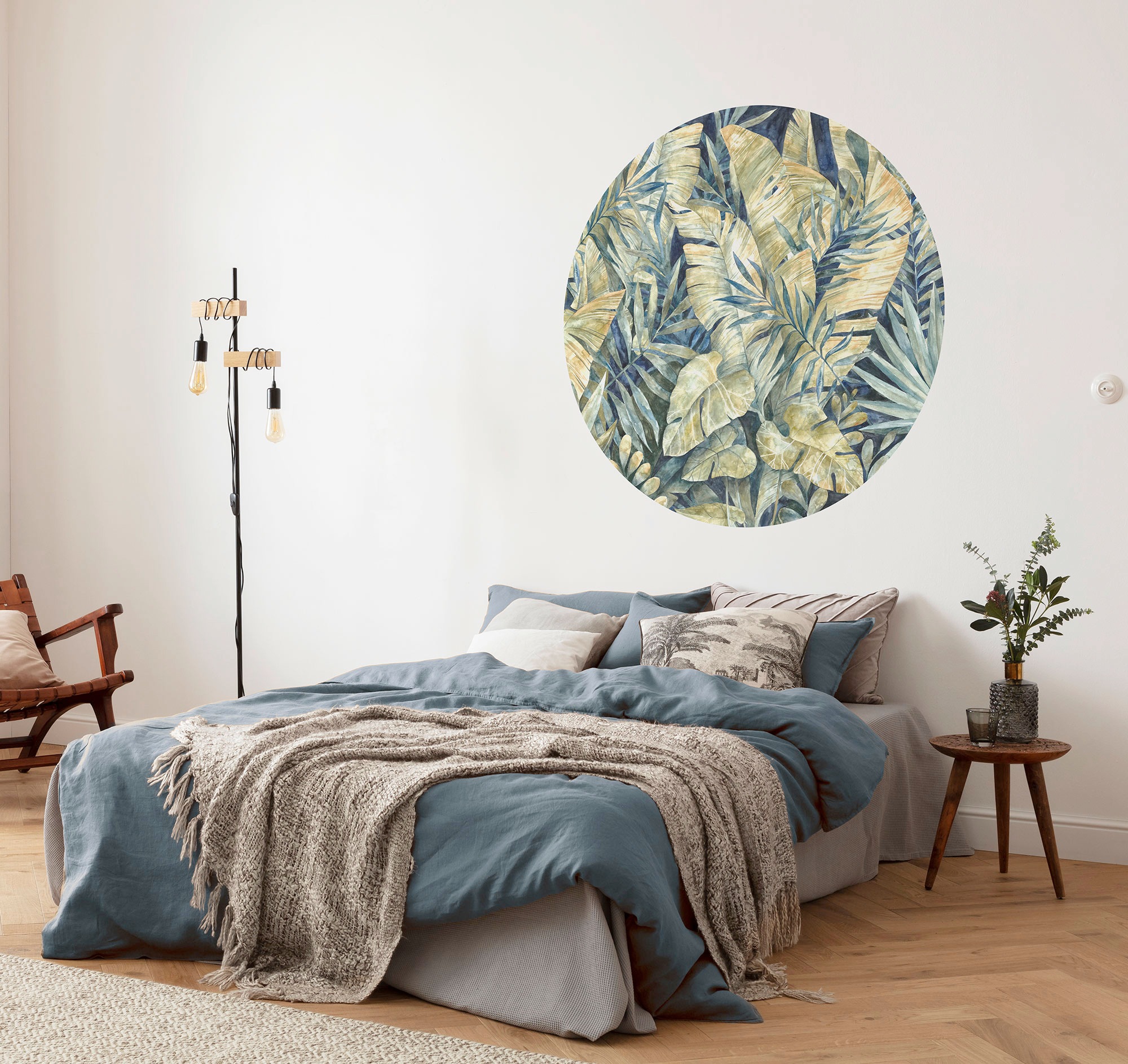 Komar Fototapete »Vlies selbstklebend - Feuilles Tropicales - Größe 125 x 125 cm«, bedruckt, Wohnzimmer, Schlafzimmer