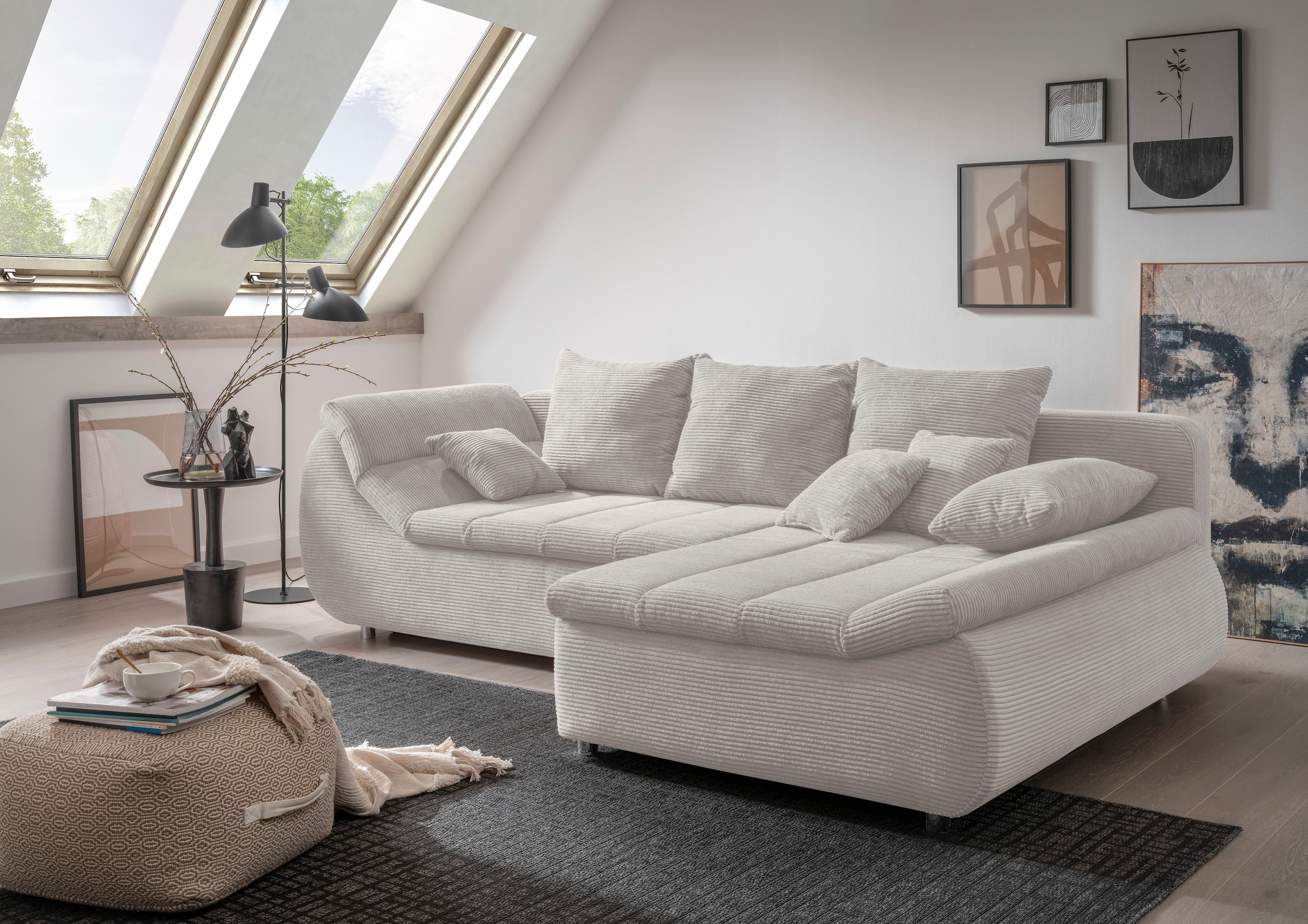 INOSIGN Ecksofa »Imola elegant und bequem, aktuelle Steppung im Sitz, L-For günstig online kaufen
