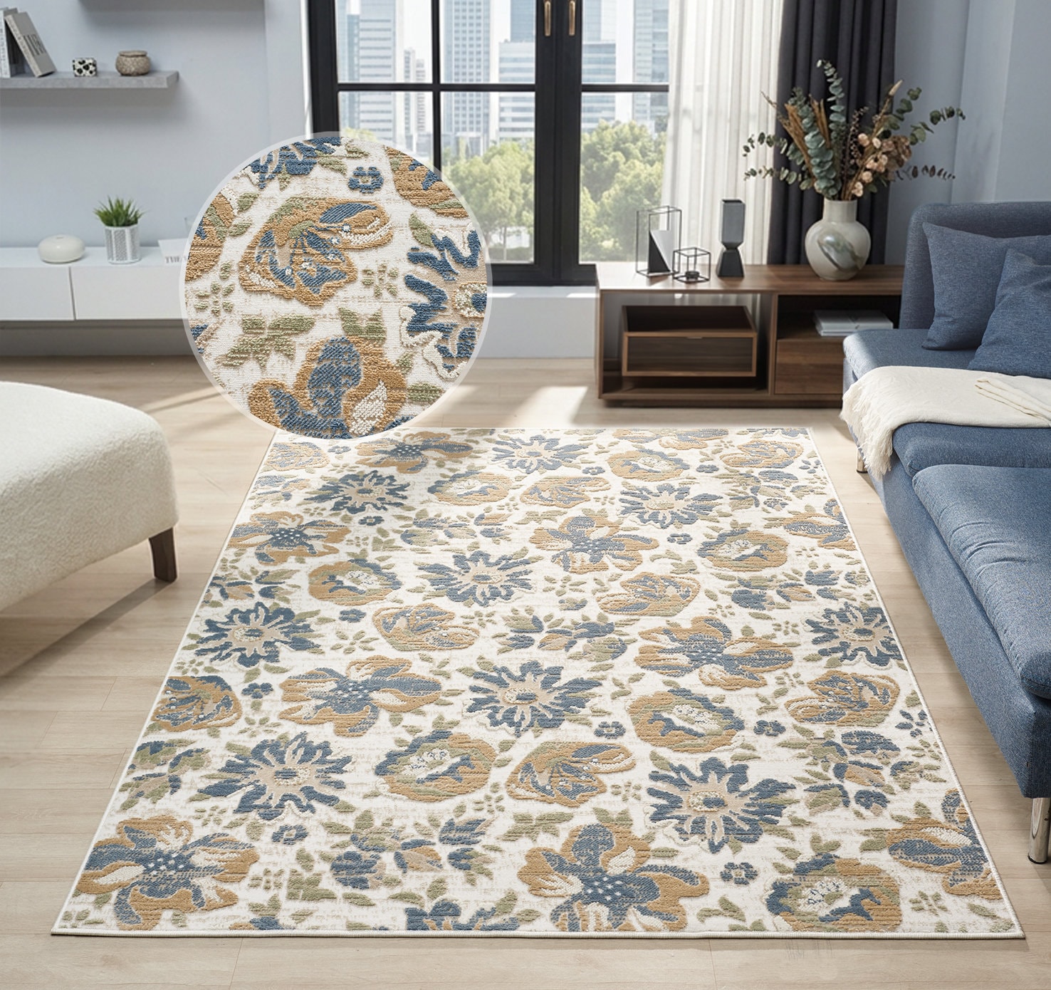 OTTO home »Ellodie, Hoch-Tief-Struktur« rechteckig 7 mm Höhe Blumen, Floral, bunt, Wohnzimmer, Schlafzimmer, Esszimmer