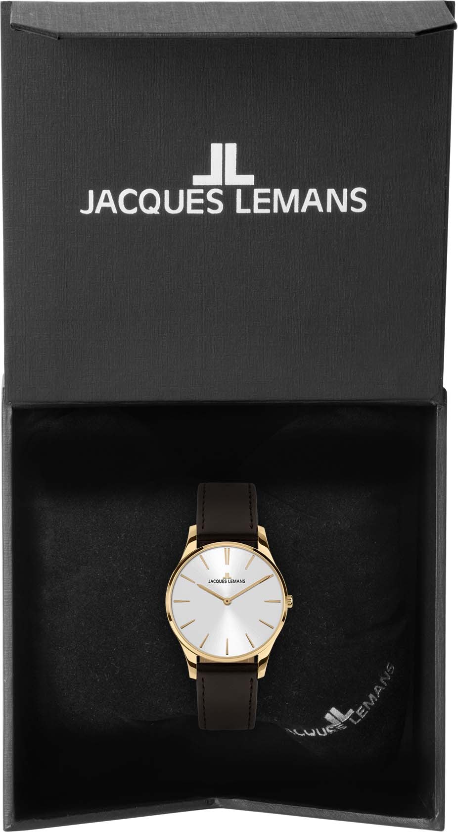 Jacques Lemans Quarzuhr »London«, Armbanduhr, Damenuhr, gehärtetes Crystexglas, Lederarmband