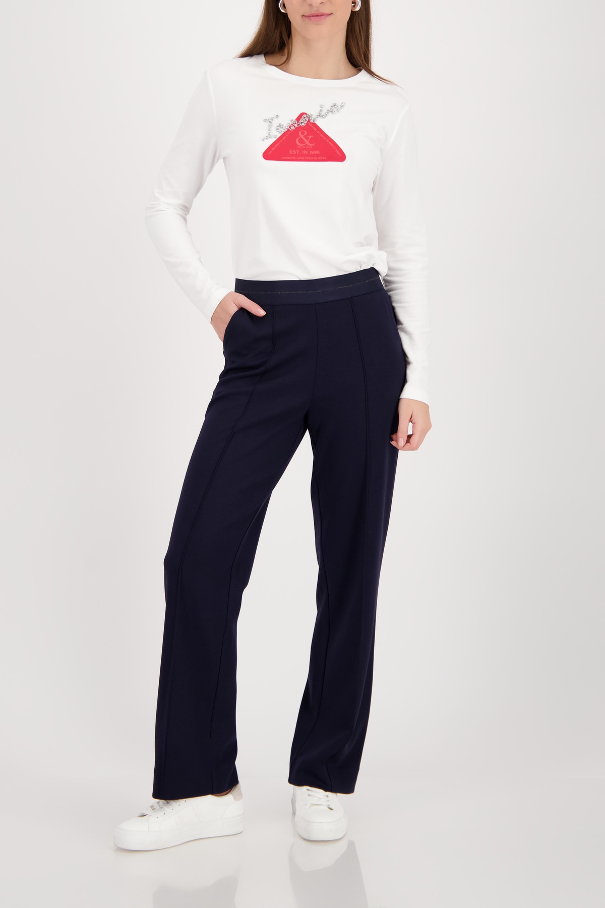 Monari Jogger Pants »Basic Lurex«  elastischer Bund mit Glitzerstreifen, Straight Fit