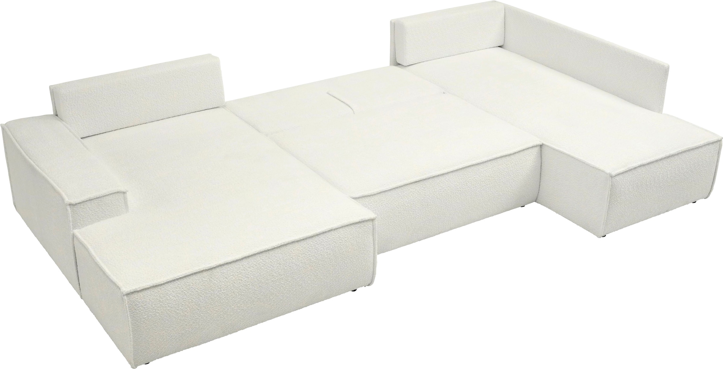 andas Wohnlandschaft »FINNLEY U-Form XXL 329 cm, Schlafsofa, Schlaffunktion m. Bettkasten«, (194/139 cm), Bouclé, Struktur und Cord
