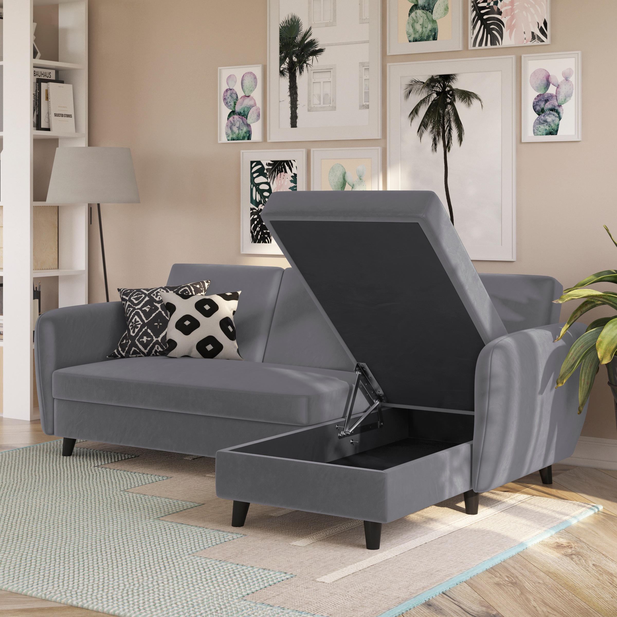 Dorel Home Ecksofa »Perry, L-Form,« Rückenlehne, verschiedene Farbvarianten, Sitzhöhe 43 cm, Breite 219 cm