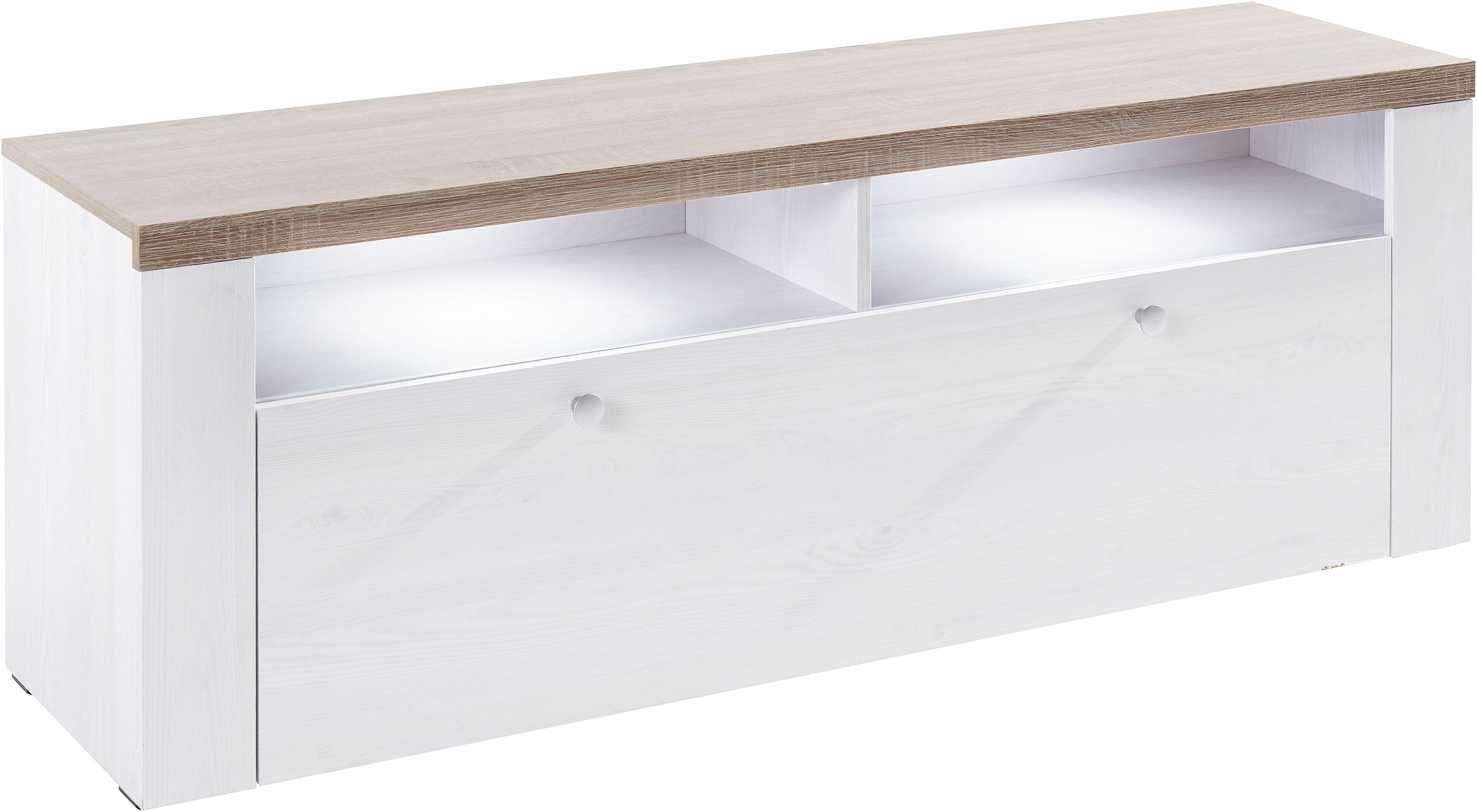 Home affaire Lowboard »Larona, zeitloses TV Board mit 1 Klappe und 2 offenen Fächern«, Breite 140 cm, Fernsehbank, viel Stauraum, dekorative Rahmenoptik