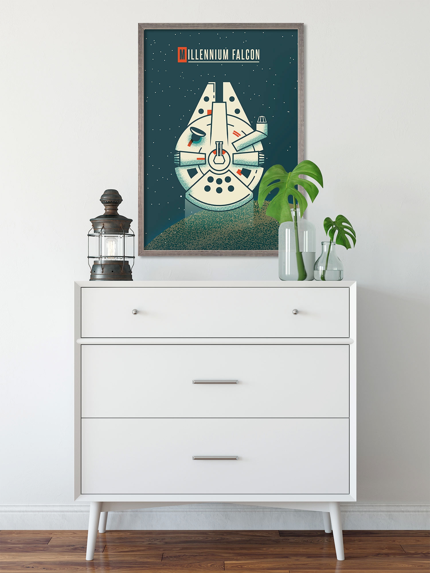Komar Wandbild »Star Wars Geeky Millennium Falcon«, Disney, (Set, 1 St.), 40 x 50 cm (Breite x Höhe) - Kinderzimmer, Dekoration
