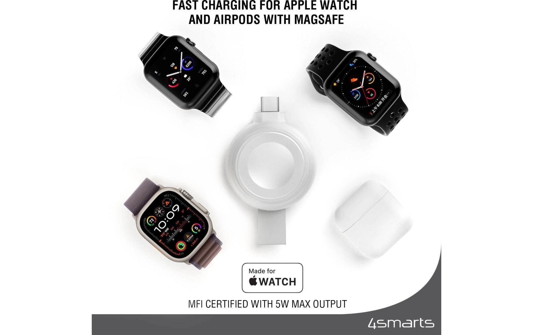 4smarts USB-Kabel »Apple Watch Charger QI2.0 Silber«