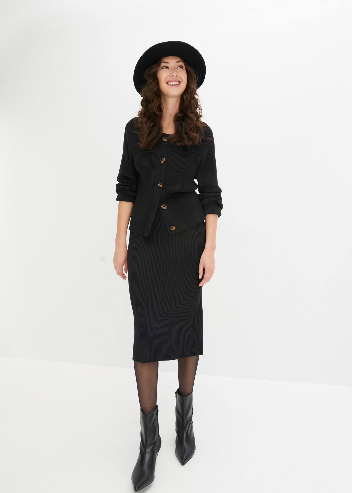 bonprix Strickrock 3/4-Länge, mit Viskose