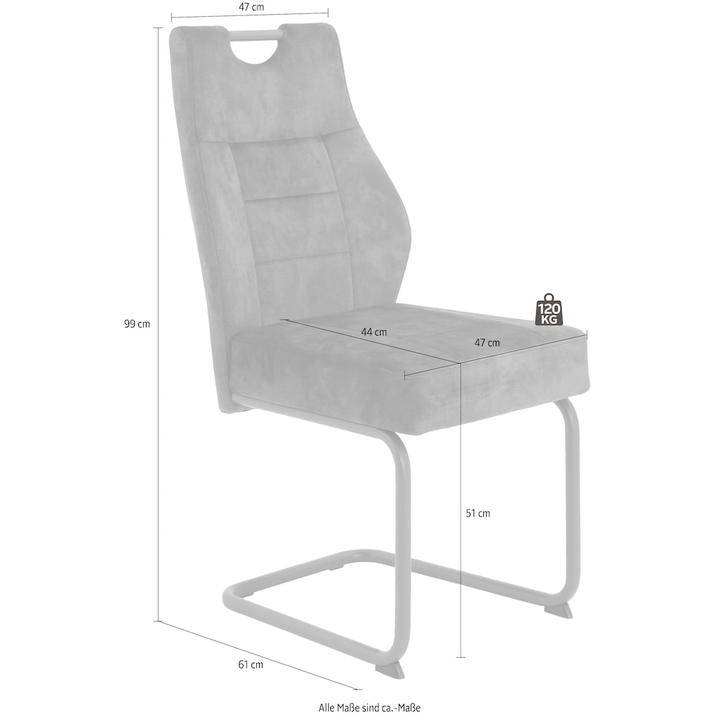 HELA Esszimmerstuhl »Linda S Schwingstuhl«, (Set), 1 St., Samtvelours, mit Taschenfederkern im Sitz, mit 140KG belastbar