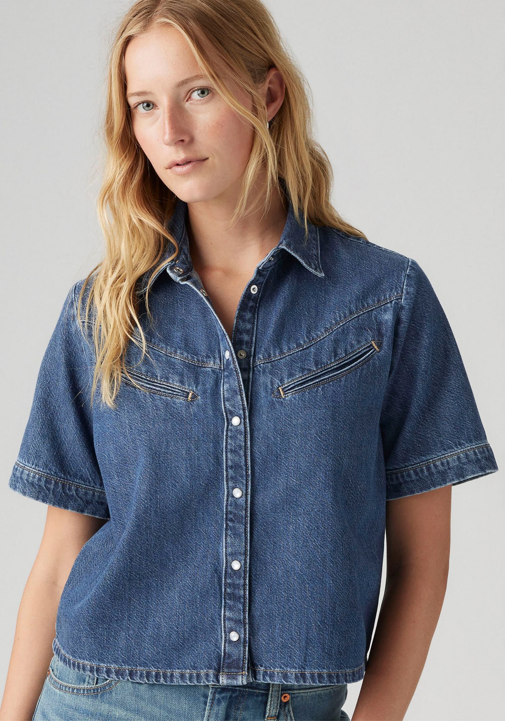 Levi's® Jeansbluse »RINOA«, kurz, mit Druckknöpfen