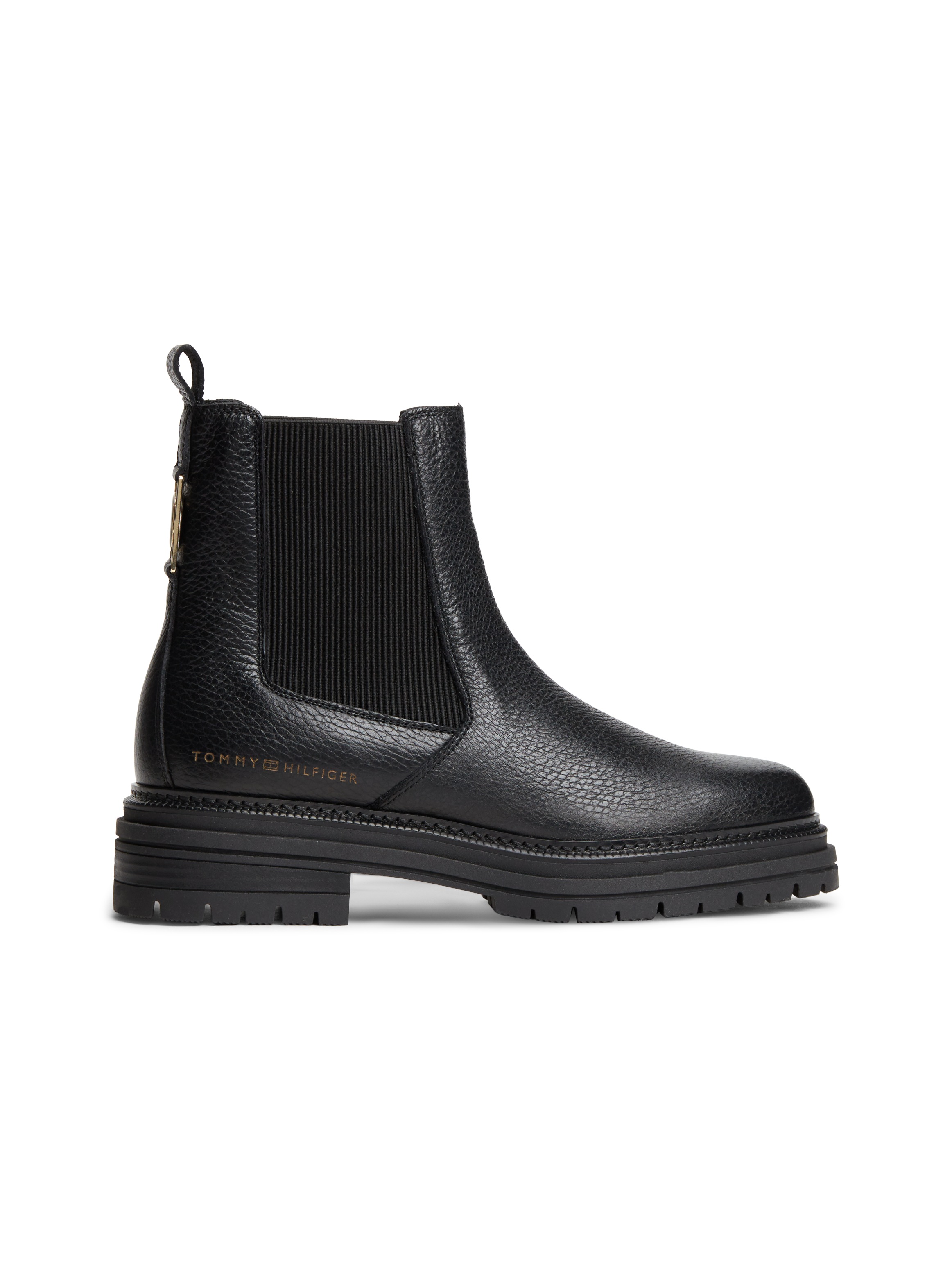 Tommy Hilfiger Chelseaboots »TH EMBOSS GRAIN LEATHER CHELSEA«  Blockabsatz, Stiefelette mit beidseitigem Stretcheinsatz