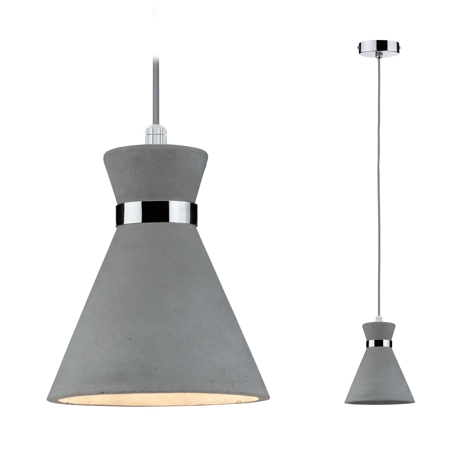 Paulmann Pendelleuchte »Verve IP44 max. 20W Grau/Chrom 230V Beton/Metall«, günstig online kaufen