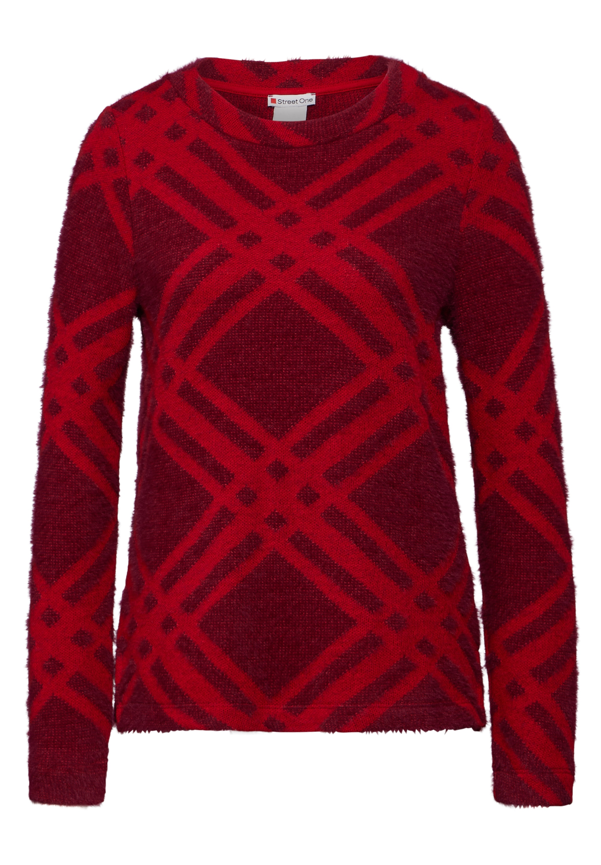 STREET ONE Strickpullover »mit Karomuster«, mit Karomuster