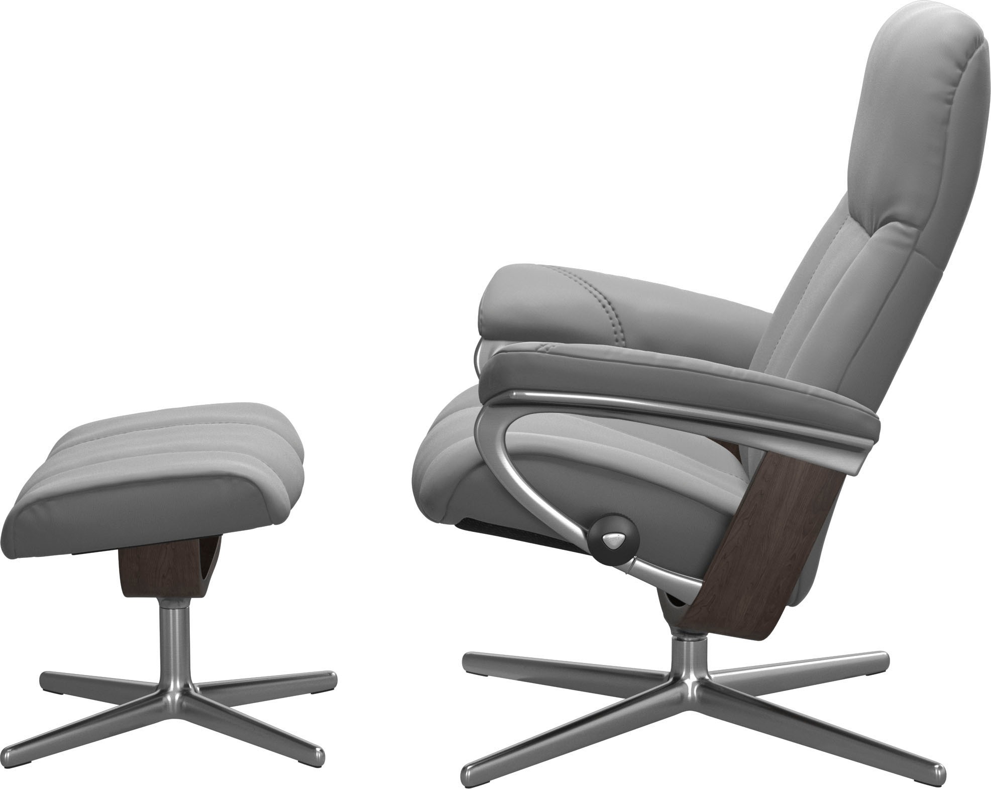 Stressless® Relaxsessel »Consul« Set, Relaxsessel mit Hocker,  mit Hocker, mit Cross Base, Größe S, M & L, Holzakzent Wenge