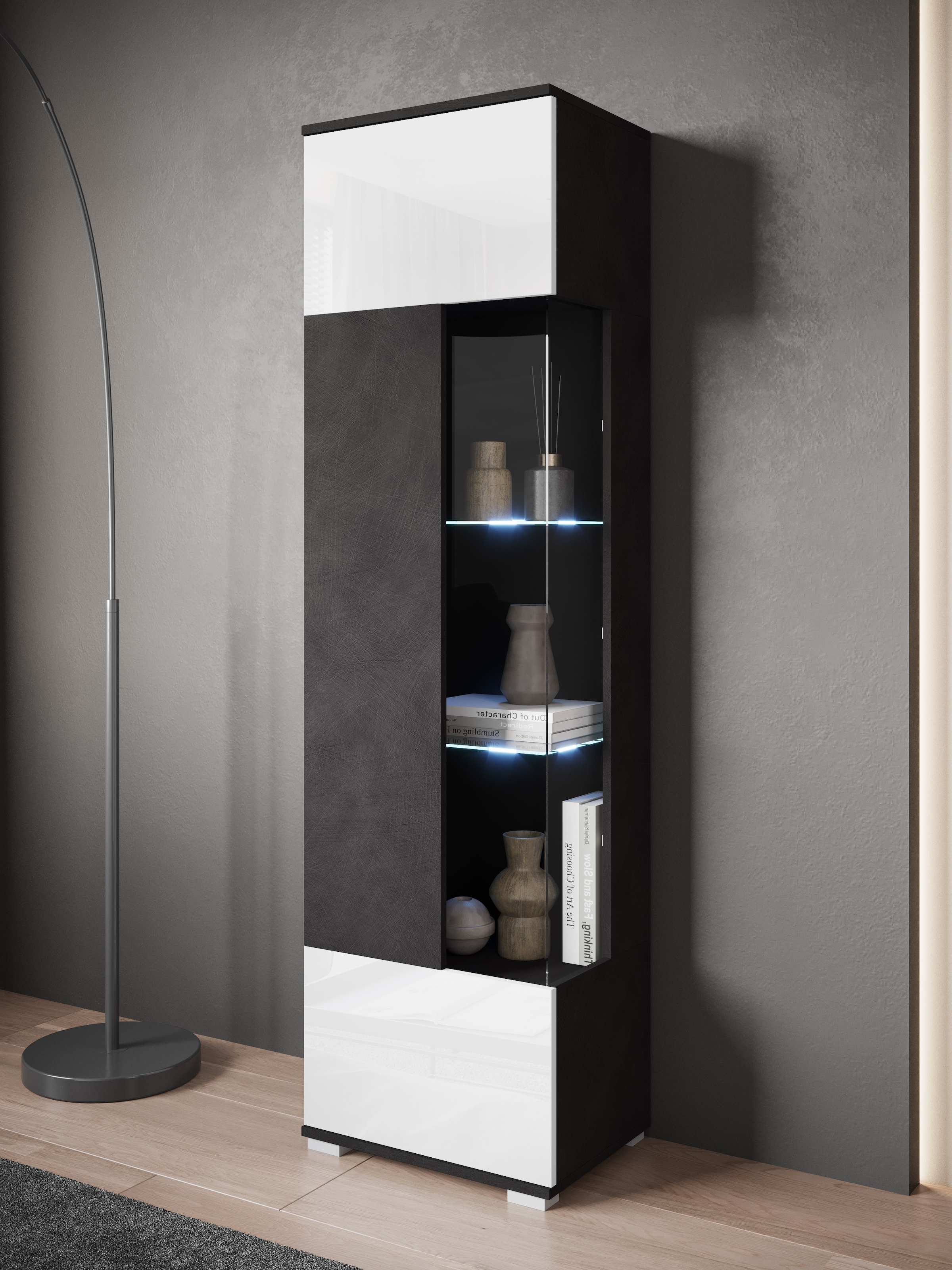 INOSIGN Vitrine »Kenia, stehend und hängend, Türanschlag wechselbar«, (1 St.), Vitrineschrank mit Glastüren 160 cm Höhe
