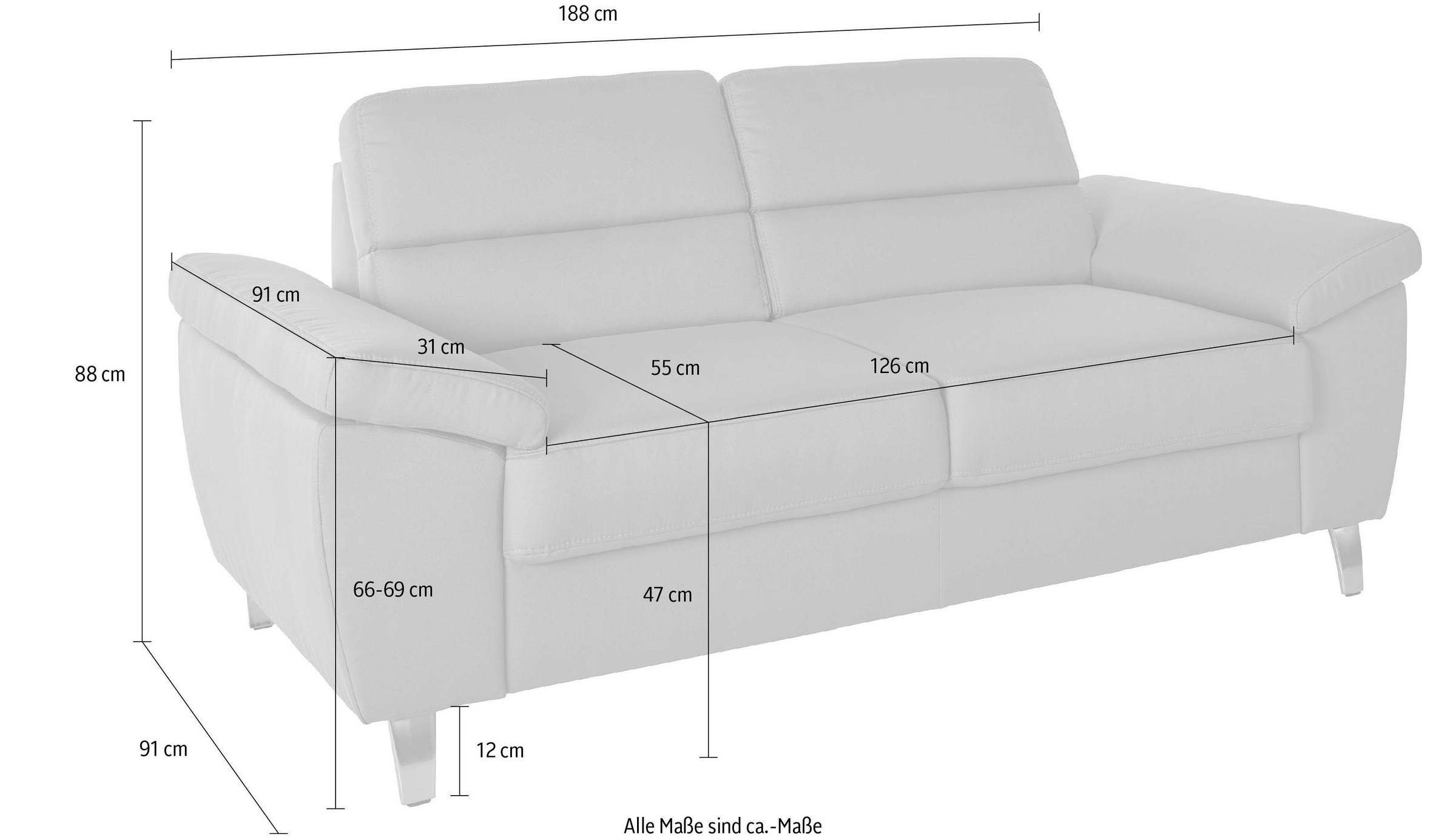sit&more 2,5-Sitzer »Sorano«, Breite 188 cm