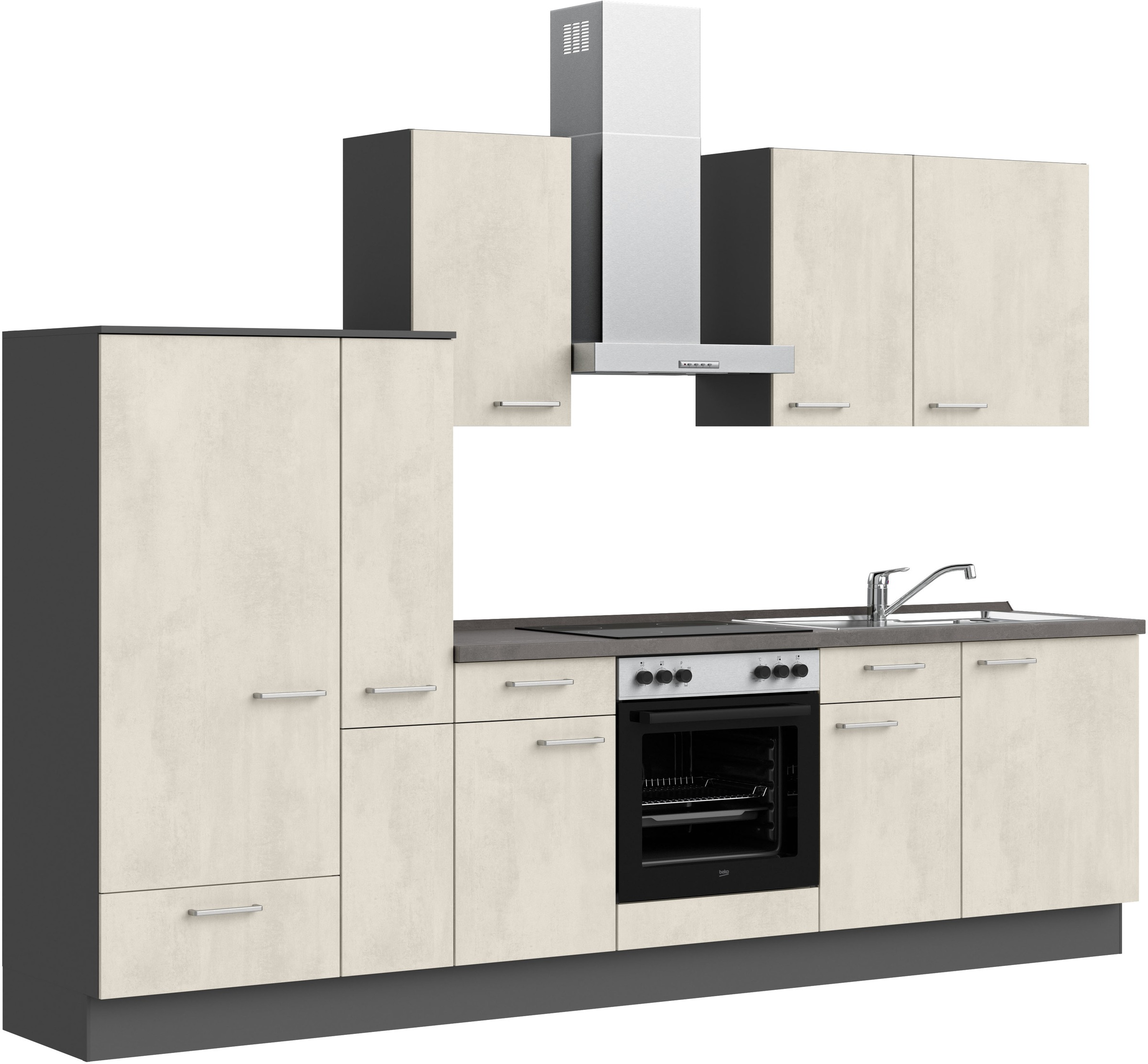 nobilia® Küchenzeile »"Riva I"« vormontiert, Ausrichtung wählbar, Breite 300 cm, wahlw. mit E-Geräten