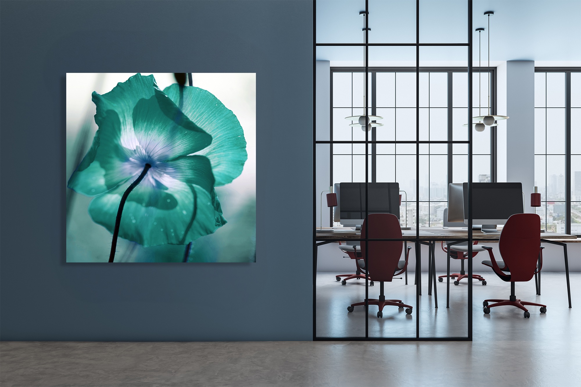 queence XXL-Wandbild »Akustikbild Blüte in Türkis«, Blumen-Blumenbilder-Nat günstig online kaufen