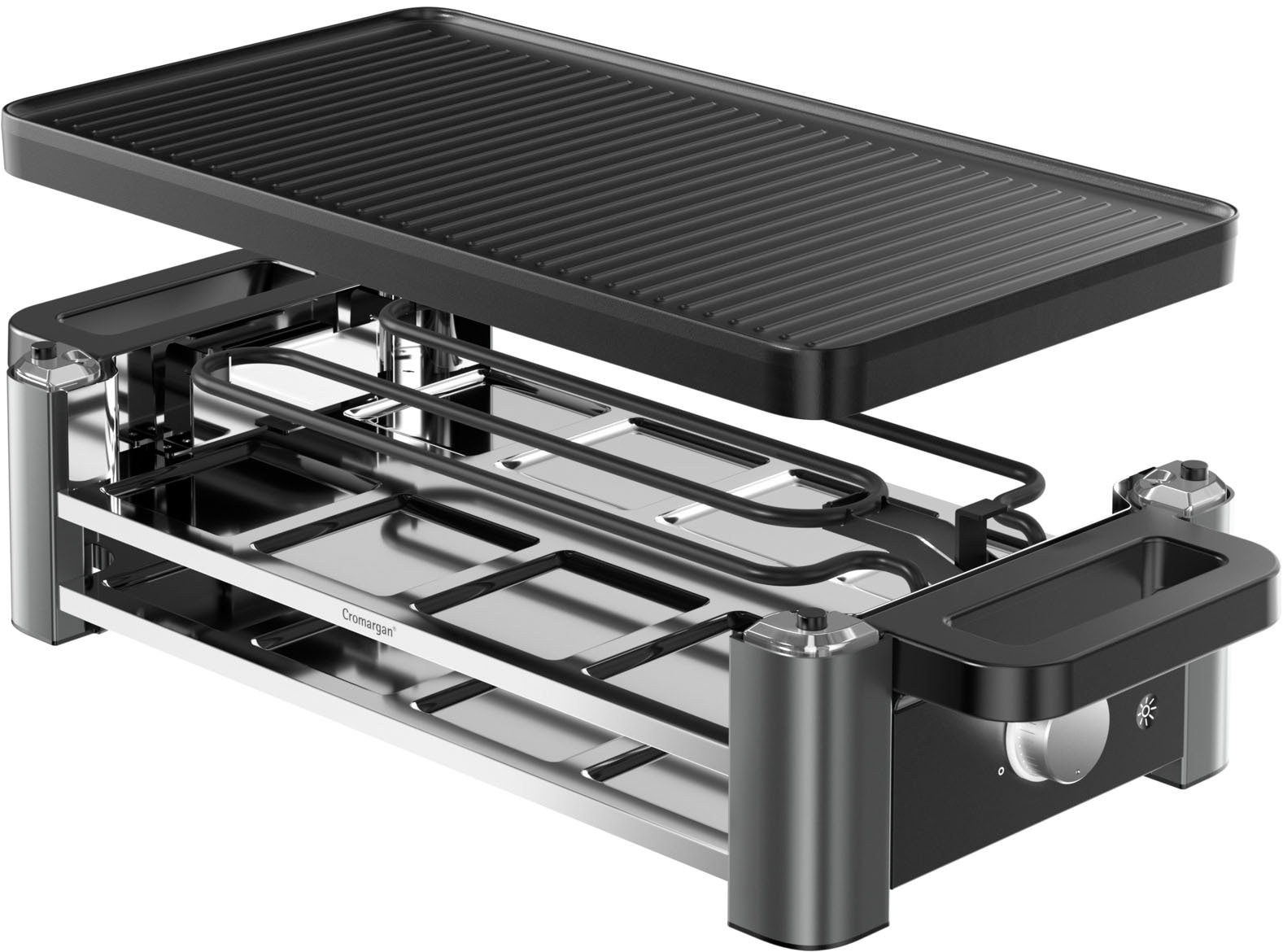 WMF Raclette »Master, indirekte LED-Beleuchtung, Keramikbeschichtung«, 8 St. Raclettepfännchen, 1500 W, Variable Temperatur, spülmaschinengeeignete Pfännchen und Spatel