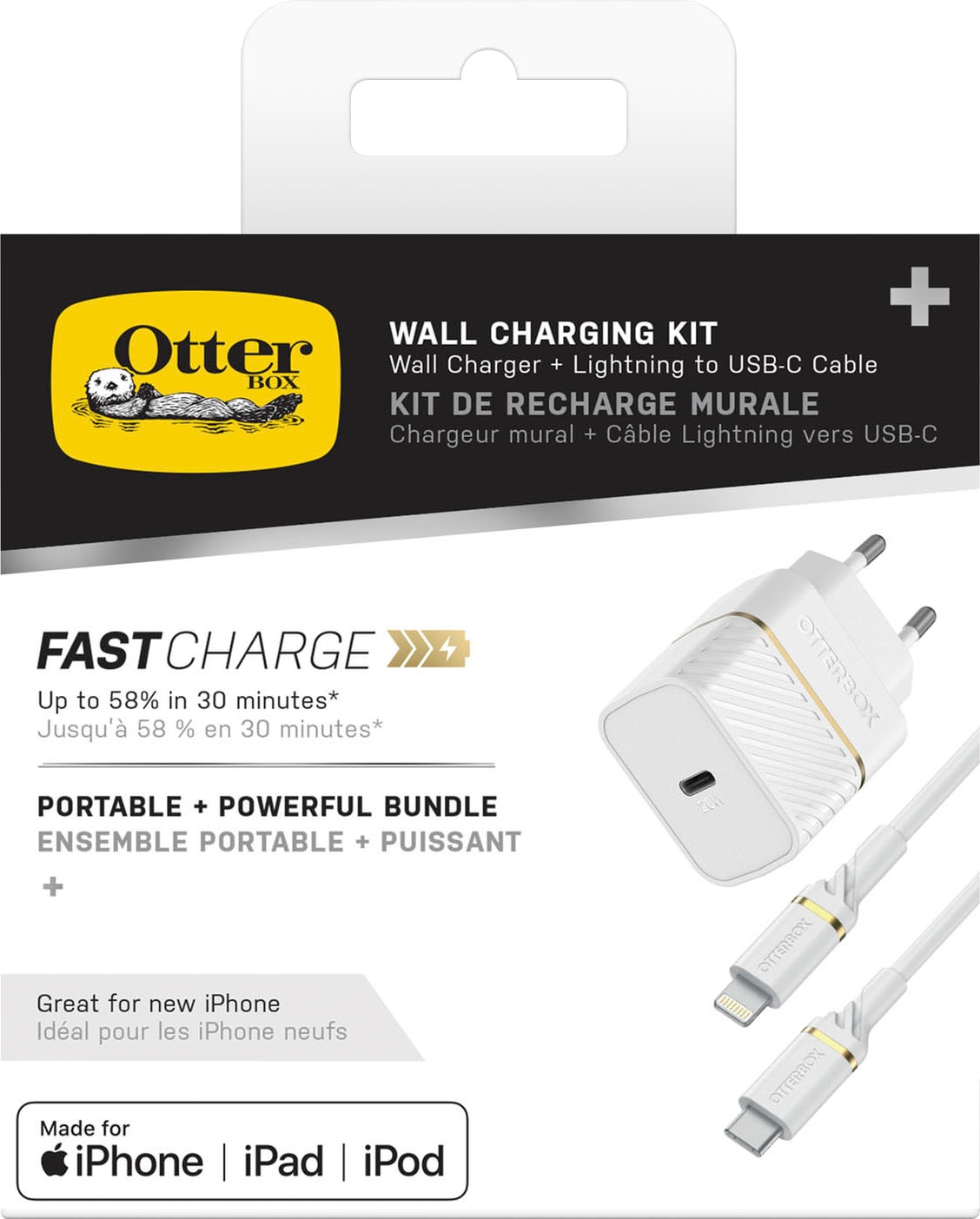 Otterbox USB-Ladegerät »EU Wall Charger 20W USB-C, PD+USB C-Lightning 1m« geeignet für Apple iPhone, Samsung Galaxy, Google Pixel