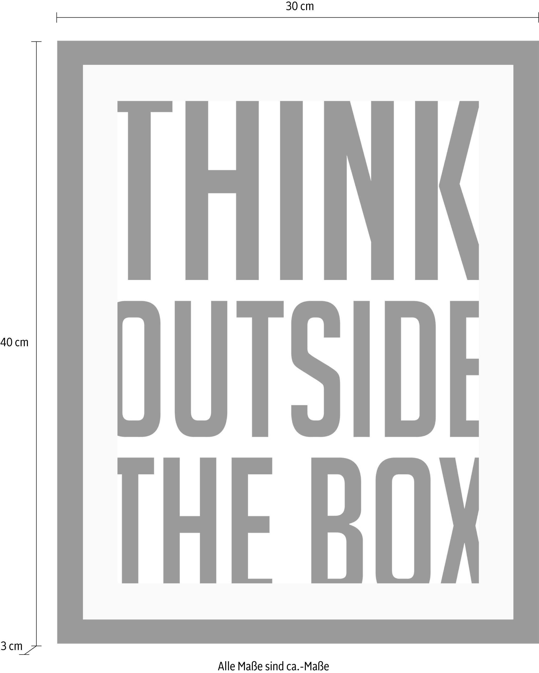 queence Bild »Think outside« Motivationsbilder | Schriftzug | Schwarz-Weiß | Sprüche & Texte HD Premium Poster-Druck inkl. Holzrahmen