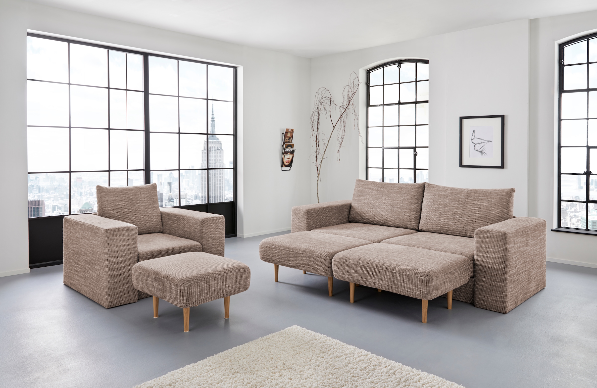 LOOKS by Wolfgang Joop 3,5-Sitzer »Looksv« Verwandlungssofa: aus Sofa wird Sofa mit 2 Hockern