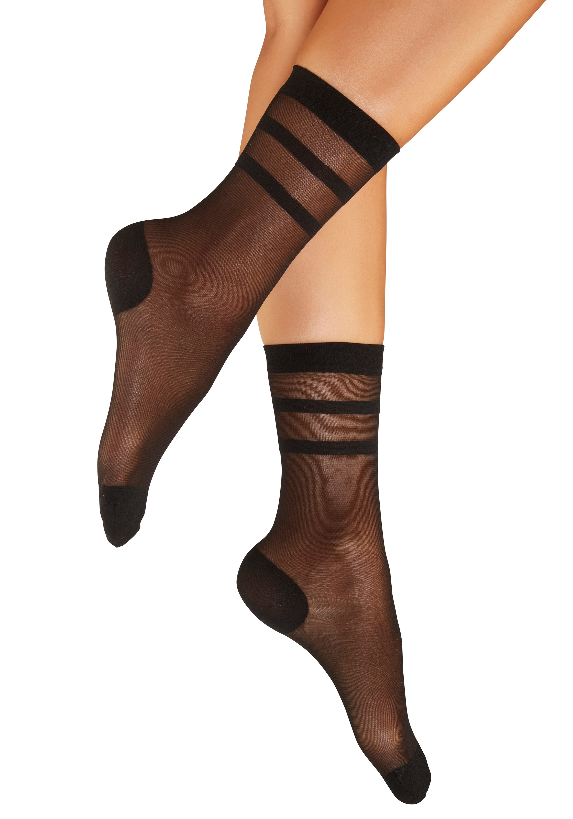 Vivance Feinsöckchen »Transparente Nylon Socken, Damen Feinstrümpfe, für Alltag und Büro« 15 DEN Packung, 2 Paar tlg. mit streifen Design