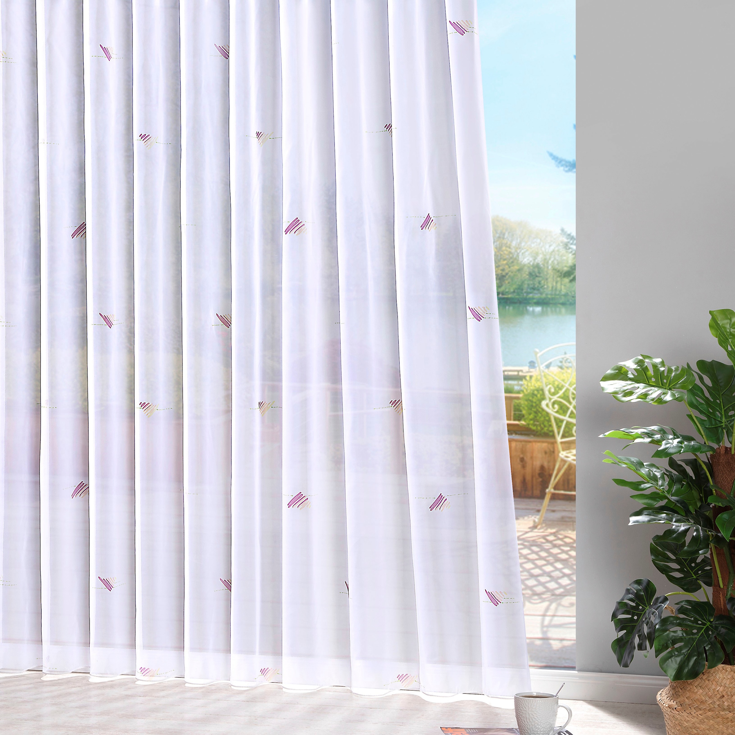 Weckbrodt Gardine »Lissi«, (1 St.), Voile, bedruckt, Allover, Motiv, halbtransparent, Bleiband, Store