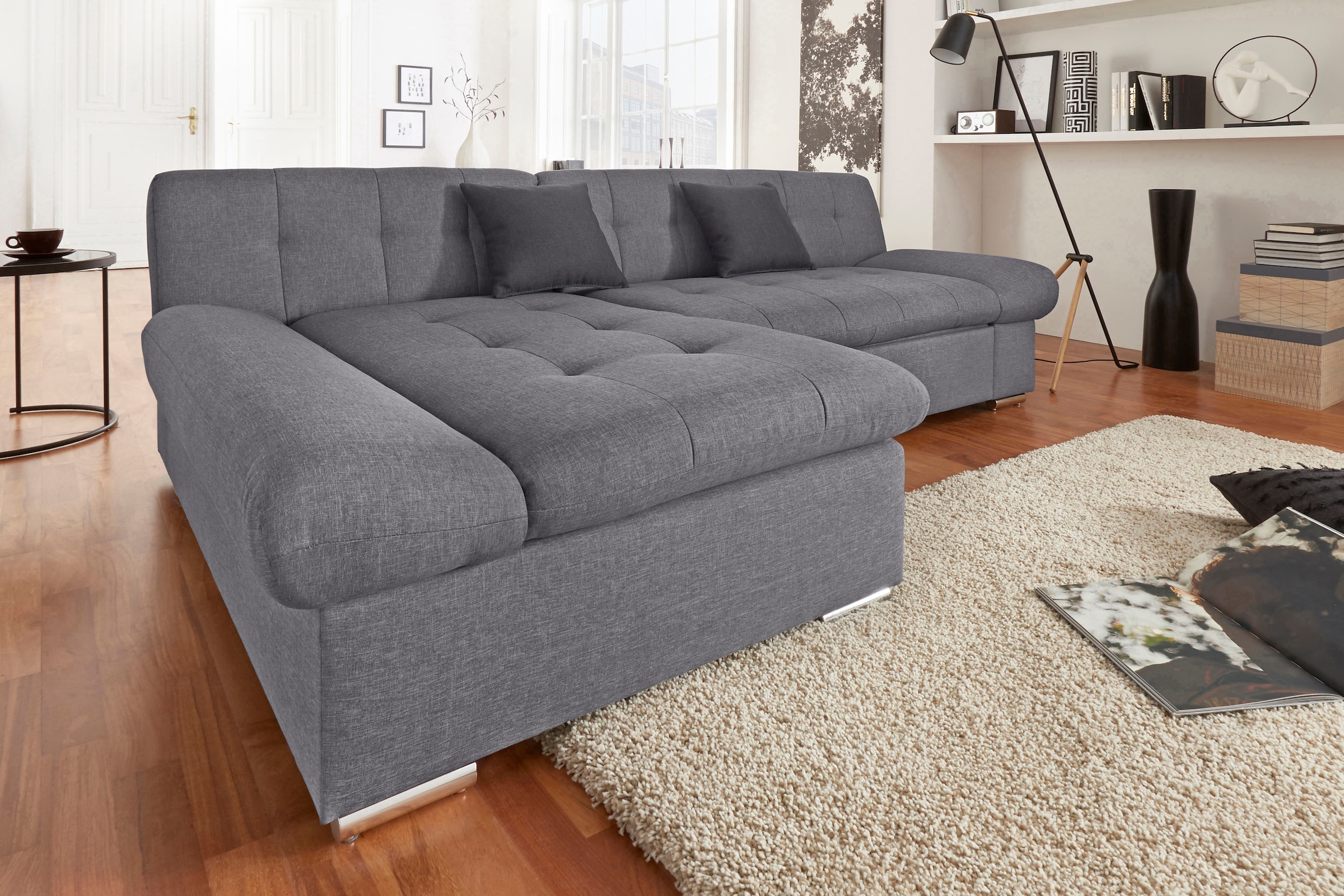 TRENDMANUFAKTUR Ecksofa »Reggae II, moderne Optik, Armteilverstellung, B/T günstig online kaufen