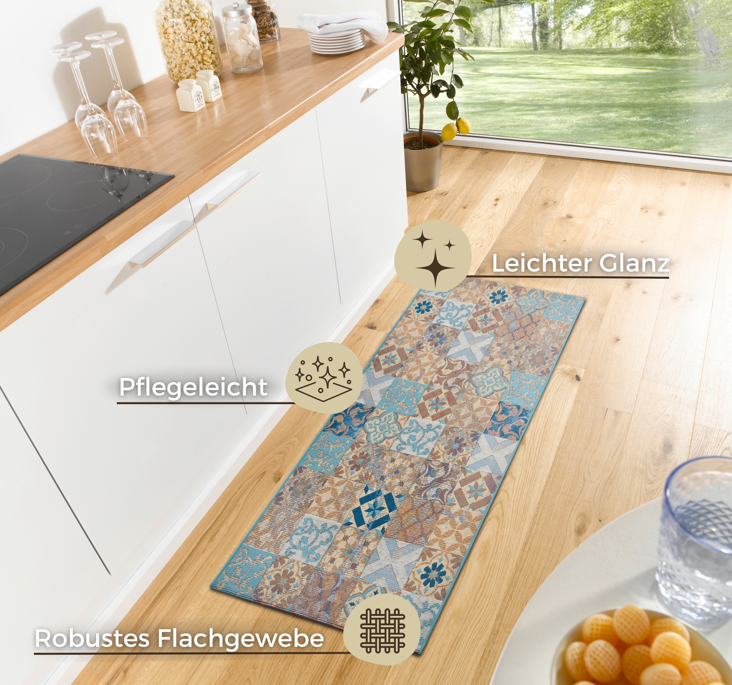 HANSE Home Läufer »Mosaik«, rechteckig, 6 mm Höhe, strapazierfähig, pflegeleicht, robust, Anti-Rutsch, Küche, Flur, Diele