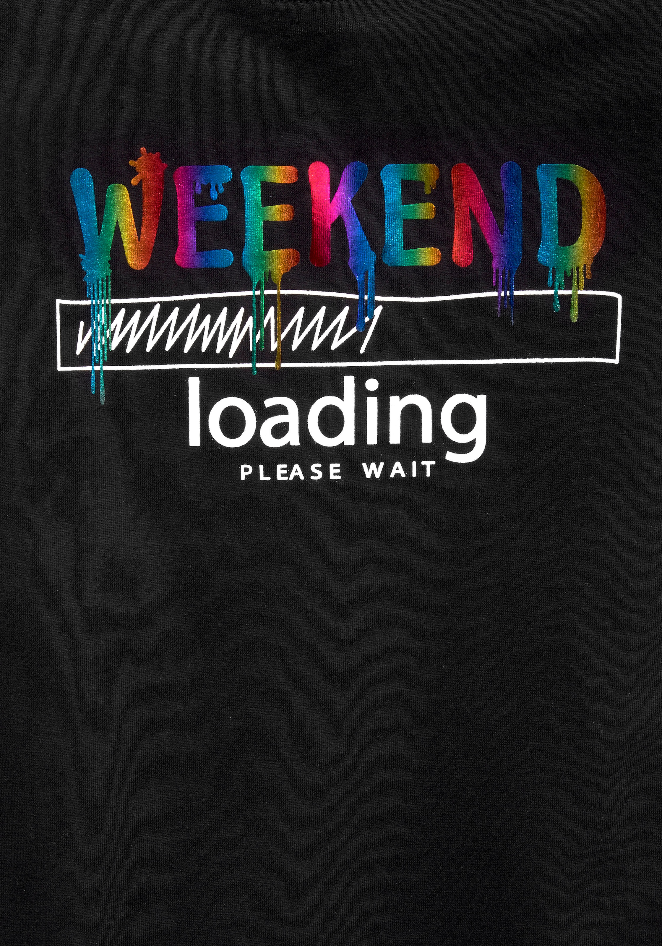 KIDSWORLD T-Shirt »WEEKEND loading...please wait«, Kurzarm, weite Passform, bedruckte Optik, Rundhalsausschnitt