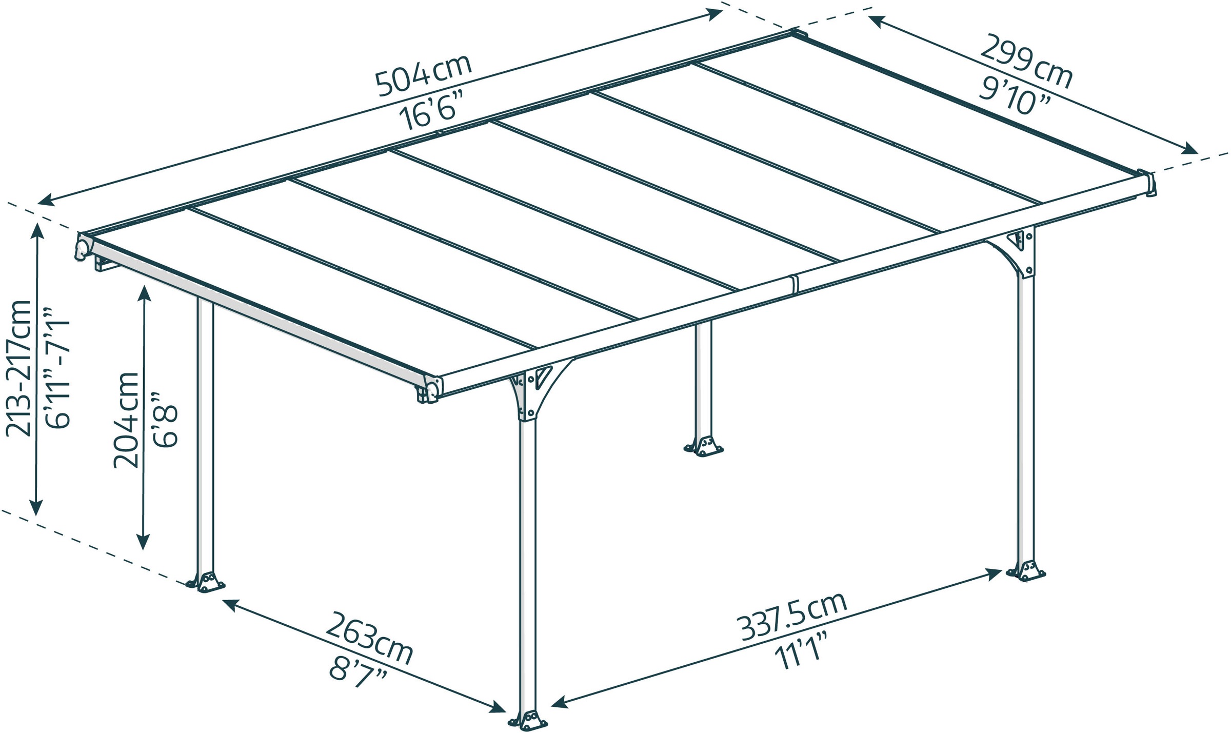 Palram - Canopia Einzelcarport »Verona«, Aluminium, 263 cm, Anthrazit, 100% UV-geschützt