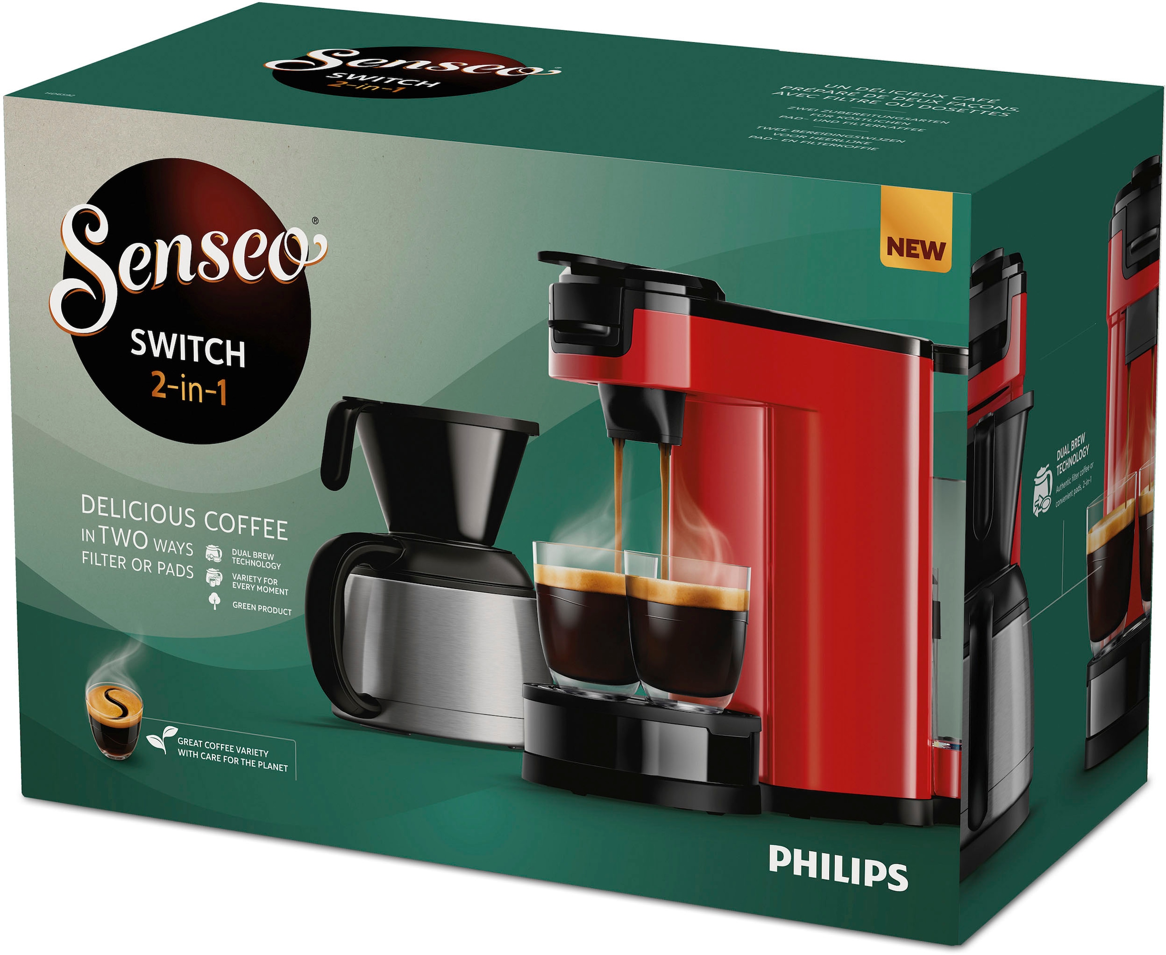 Philips Senseo Kaffeepadmaschine € HD6592/84«, UVP inkl. 1 9,90 bei von Kaffeepaddose l online »Switch Kaffeekanne, im Wert