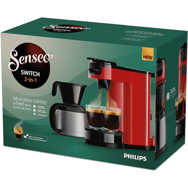Philips Senseo Kaffeepadmaschine »Switch HD6592/84«, 1 l Kaffeekanne, inkl.  Kaffeepaddose im Wert von 9,90 € UVP online bei