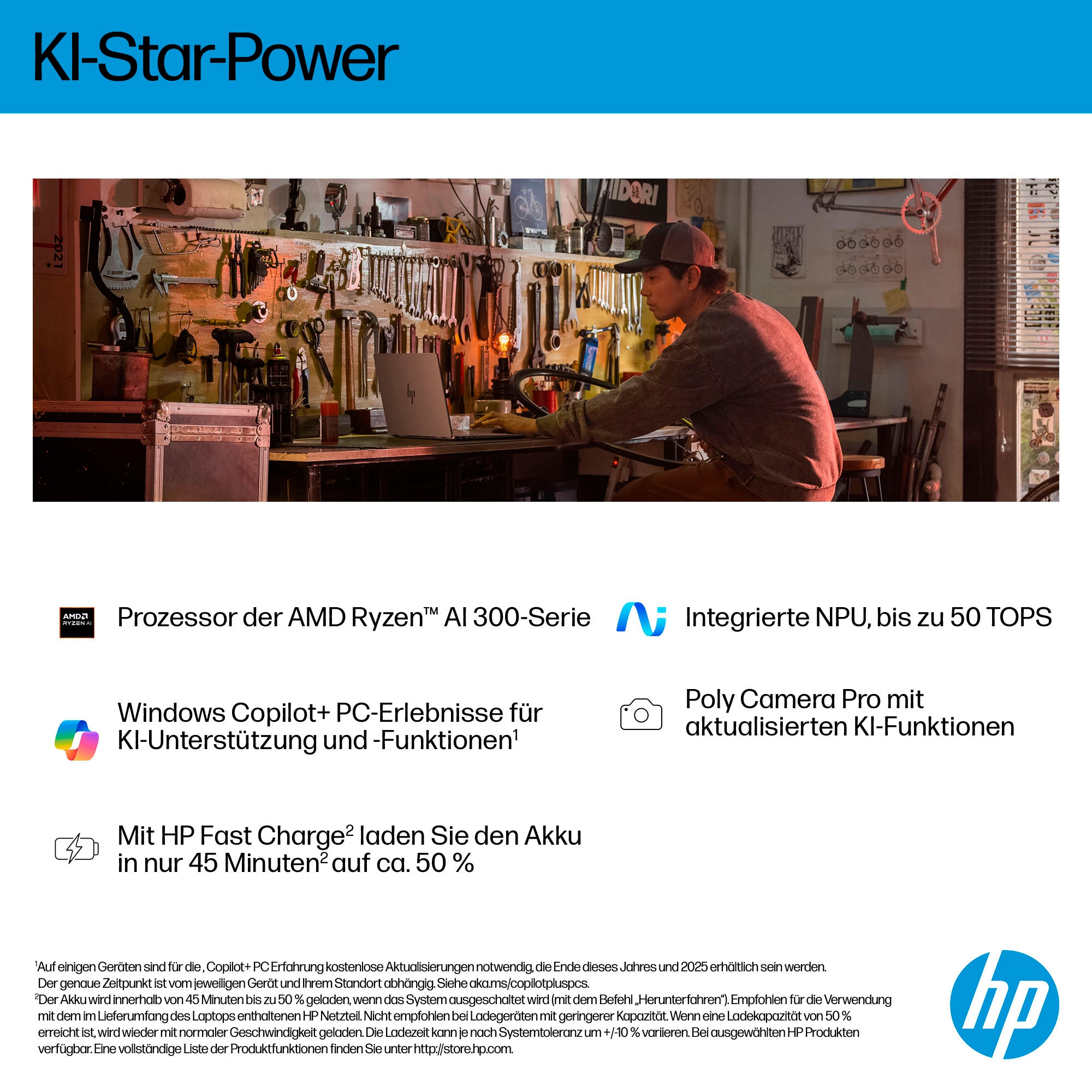 HP Convertible Notebook »OmniBook X Flip 16-ar0252ng«, 40,64 cm, / 16 Zoll, AMD, Ryzen™ AI 5, Radeon, 1000 GB SSD