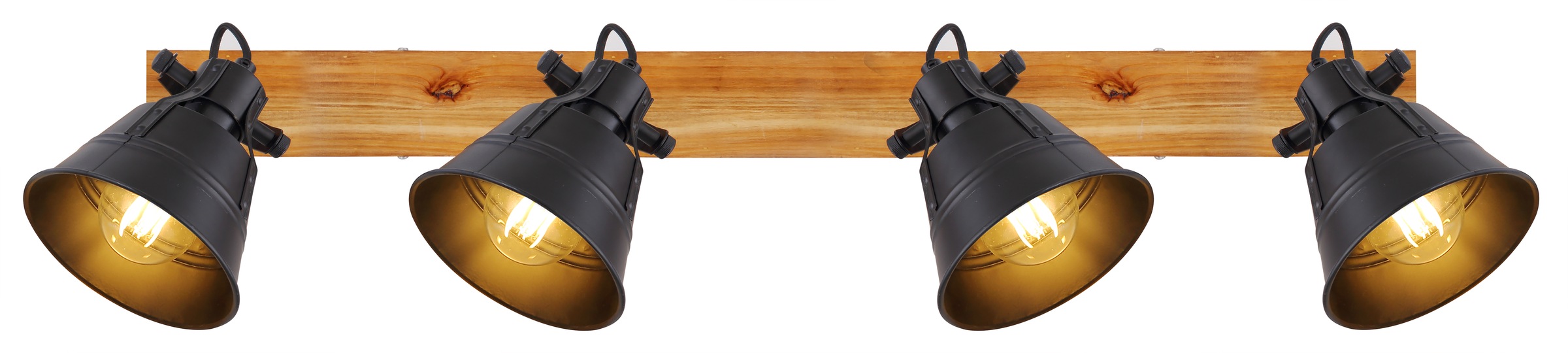 GLOBO LIGHTING Deckenstrahler »GÜNTHER«, Leuchtmittel E27 | ohne Leuchtmittel, Strahler/Holz/schwarz matt/Wohnzimmer/Flur/Arbeitszimmer
